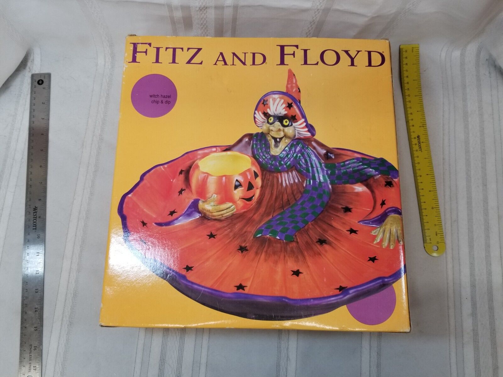2003 Fitz and Floyd Witch Hazel Collection Chip & Dip in Original Box Halloween