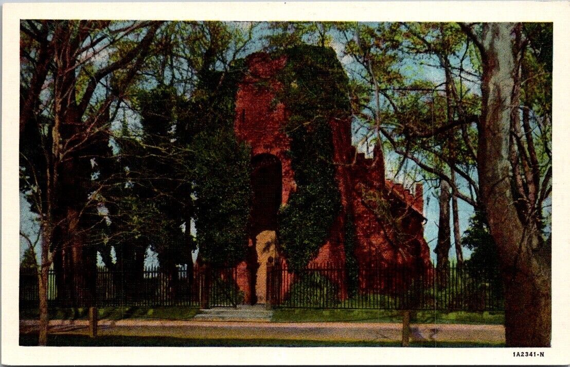 Virginia Jamestown VA Church Graveyard Cemetery Vintage Postcard Unposted