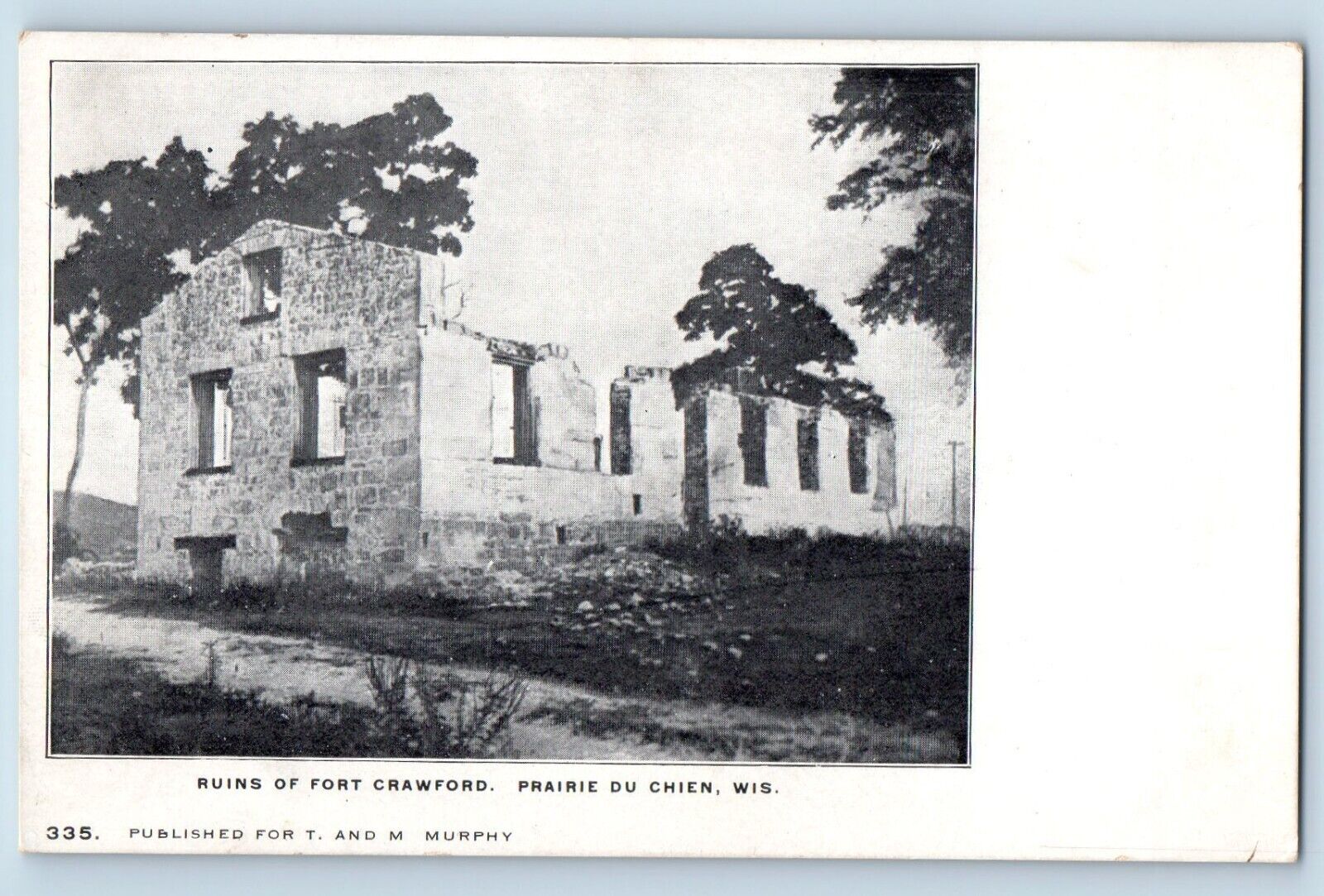 Prairie Du Chien Wisconsin Postcard Ruins Old Fort Crawford Historic Field 1905
