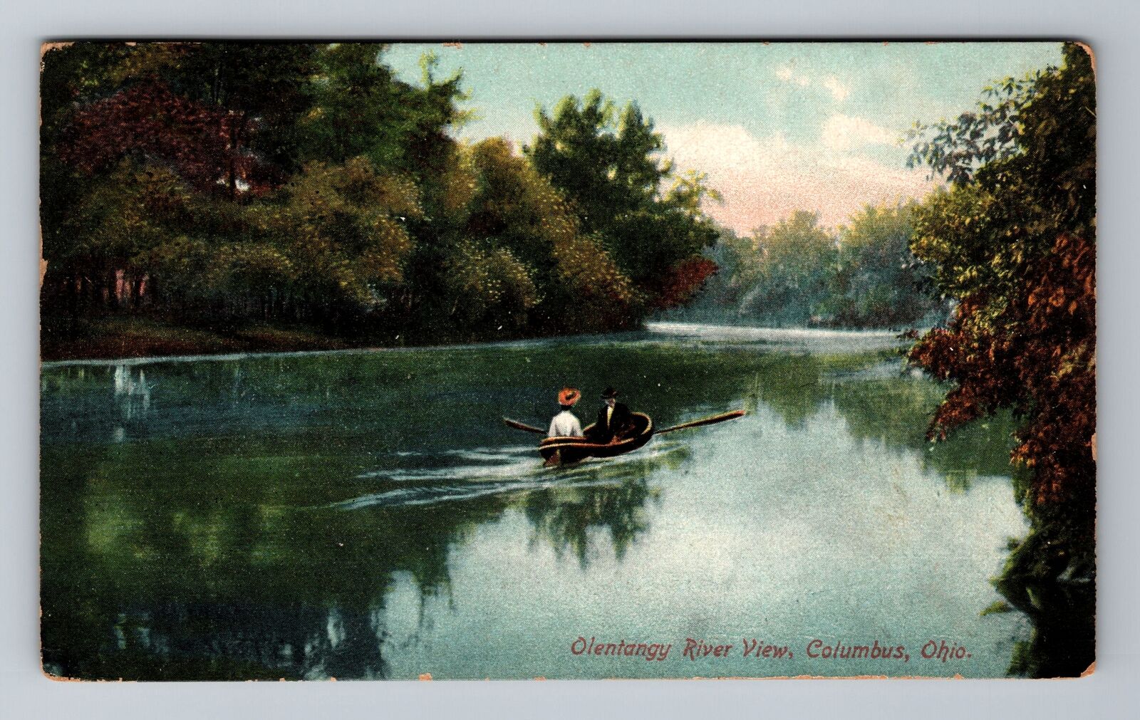 Columbus OH-Ohio, Olentangy River View, c1908 Antique Vintage Souvenir Postcard