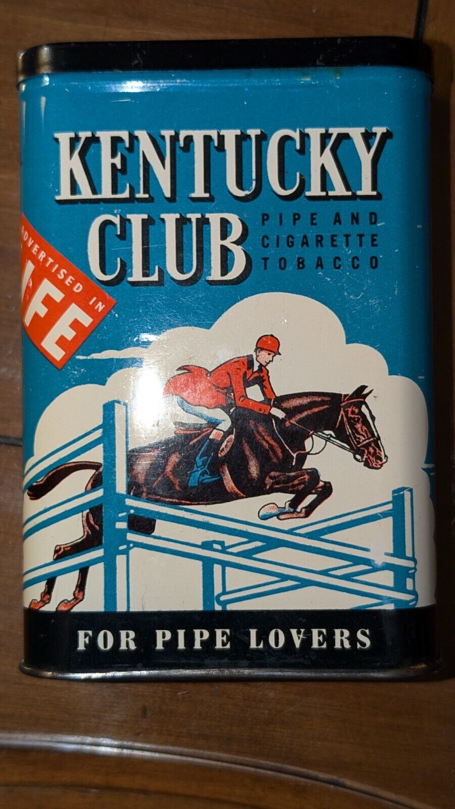 Vintage Kentucky Club Life Ad Tobacco Vertical Pocket Tin - Completely Empty