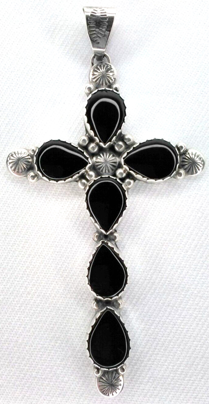 Cross Crucifix Black Onyx Sterling Silver Pendant Carolyn Pollack Relios Jewelry