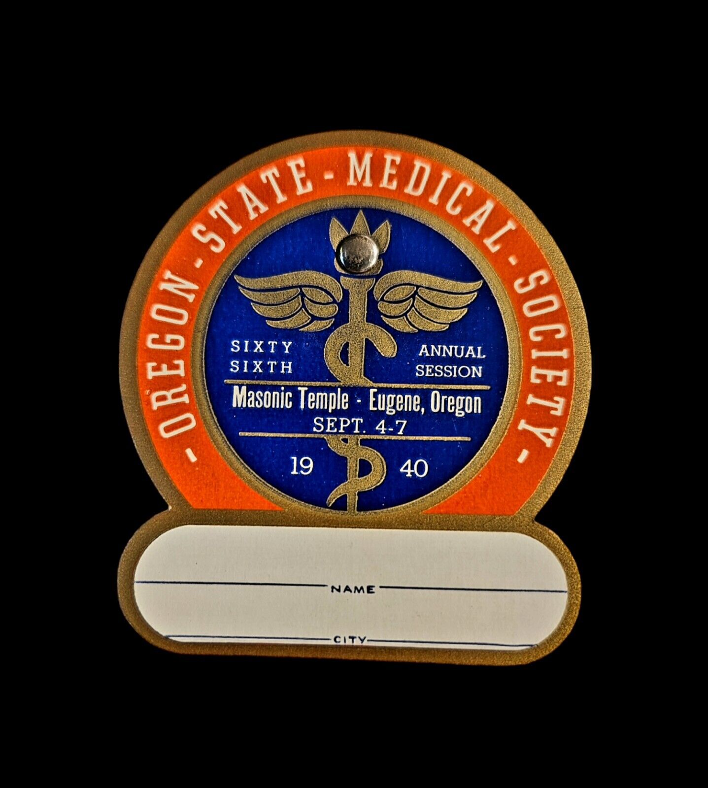 1940 Oregon State Medical Society Nametag Sample NOS