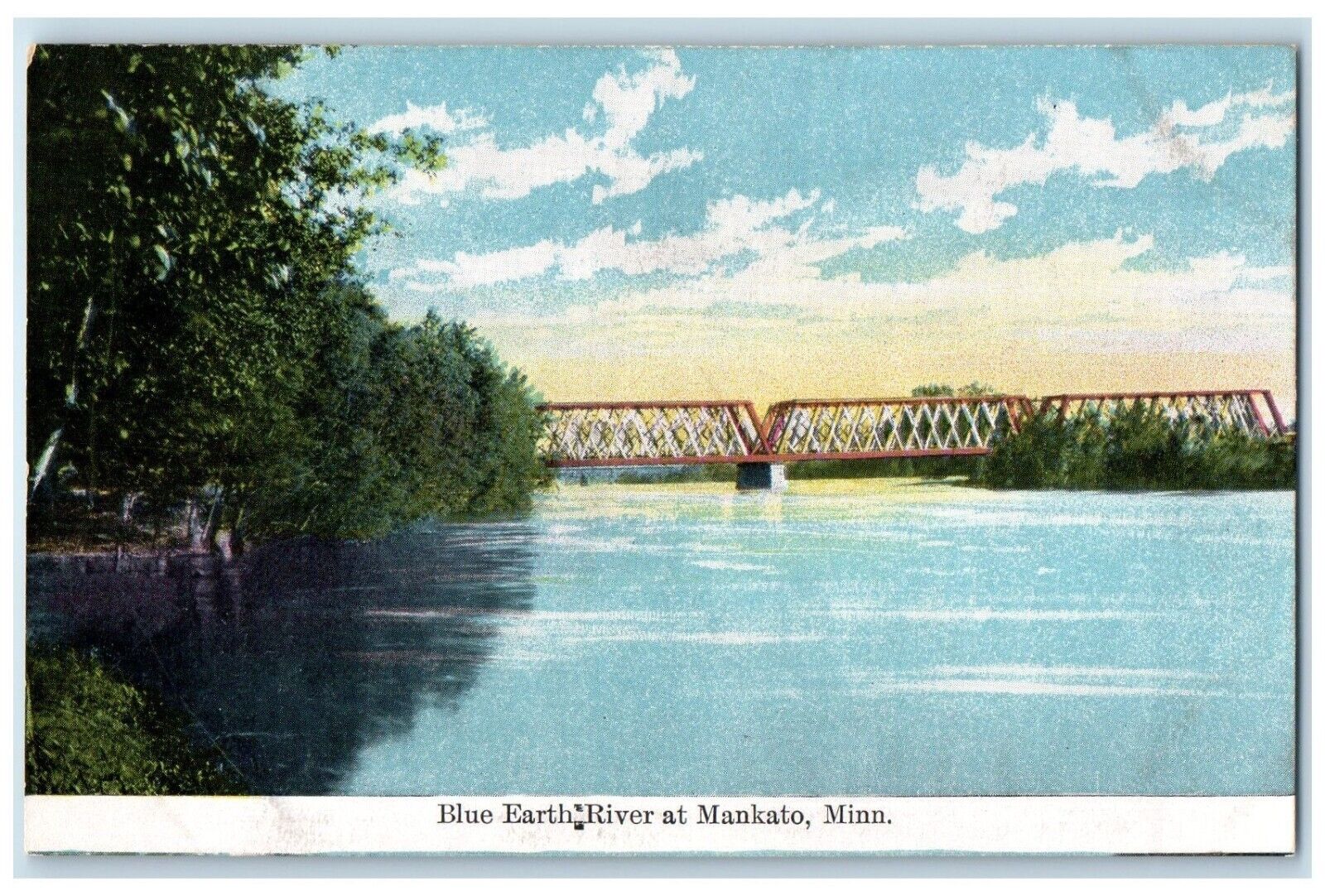 c1910 Blue Earth River Exterior Bridge Mankato Minneapolis MN Vintage Postcard