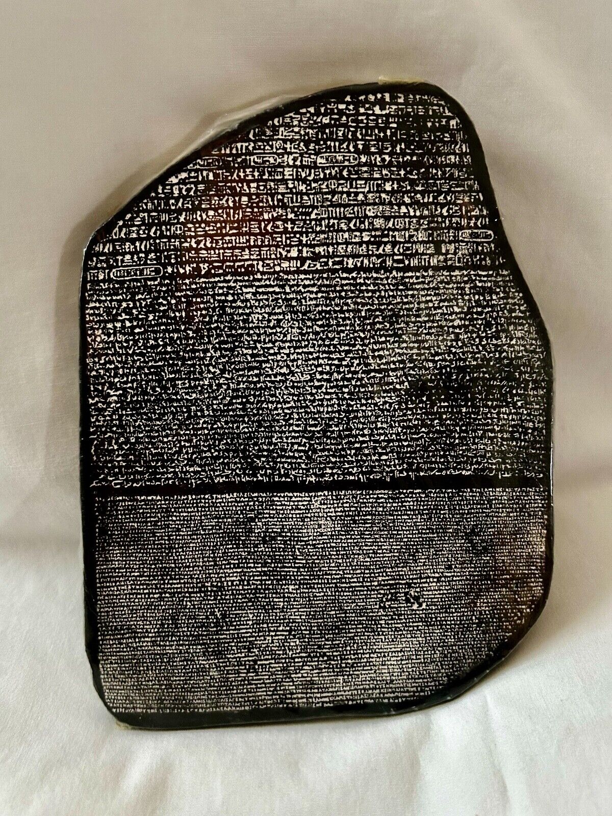 Egyptian Black Resin Rosetta Stone Black White Handmade 7\