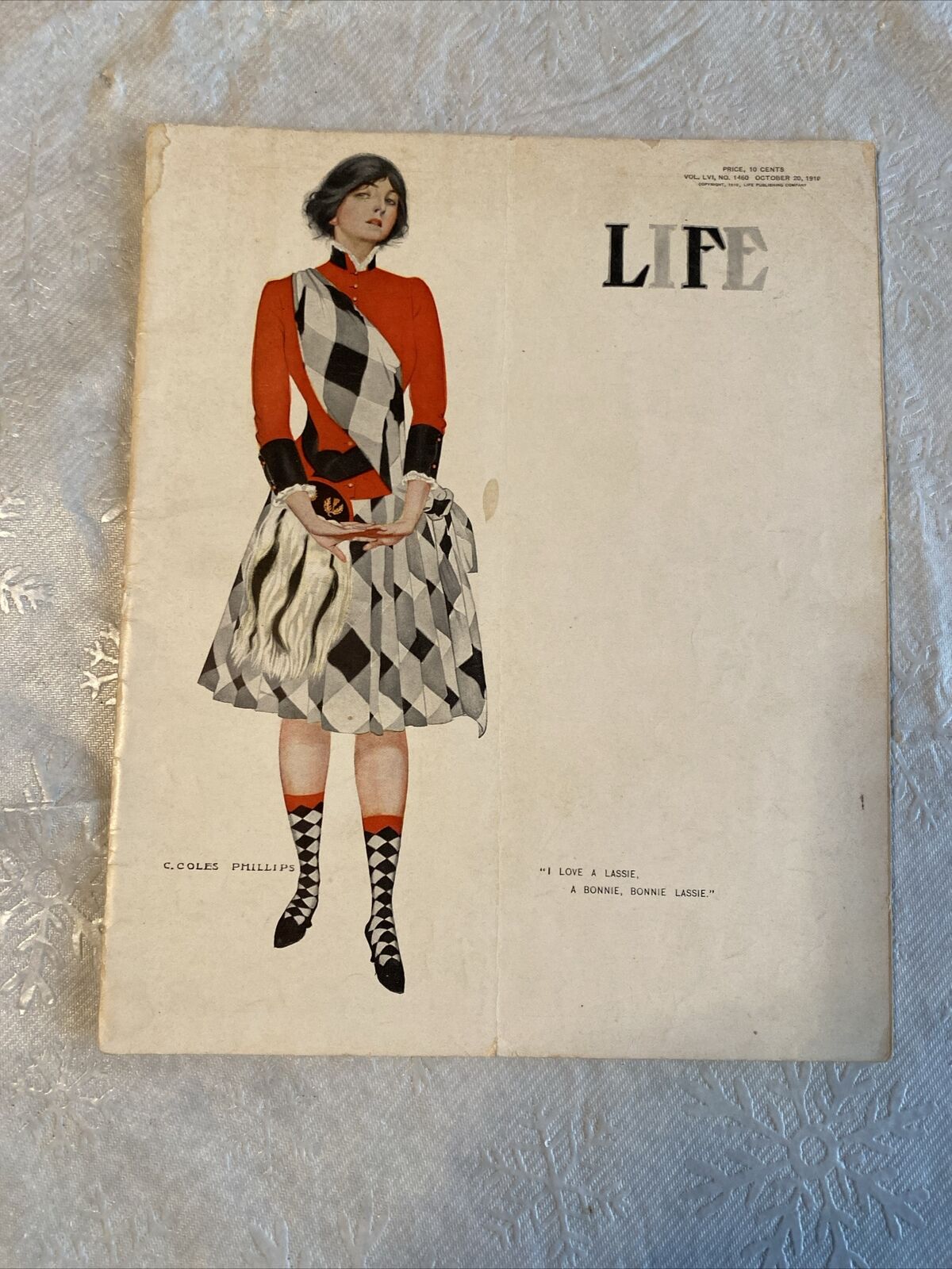 Rare 1910 Life Magazine Cole’s Phillips Illustrated Scottish Girl Antique Ads To