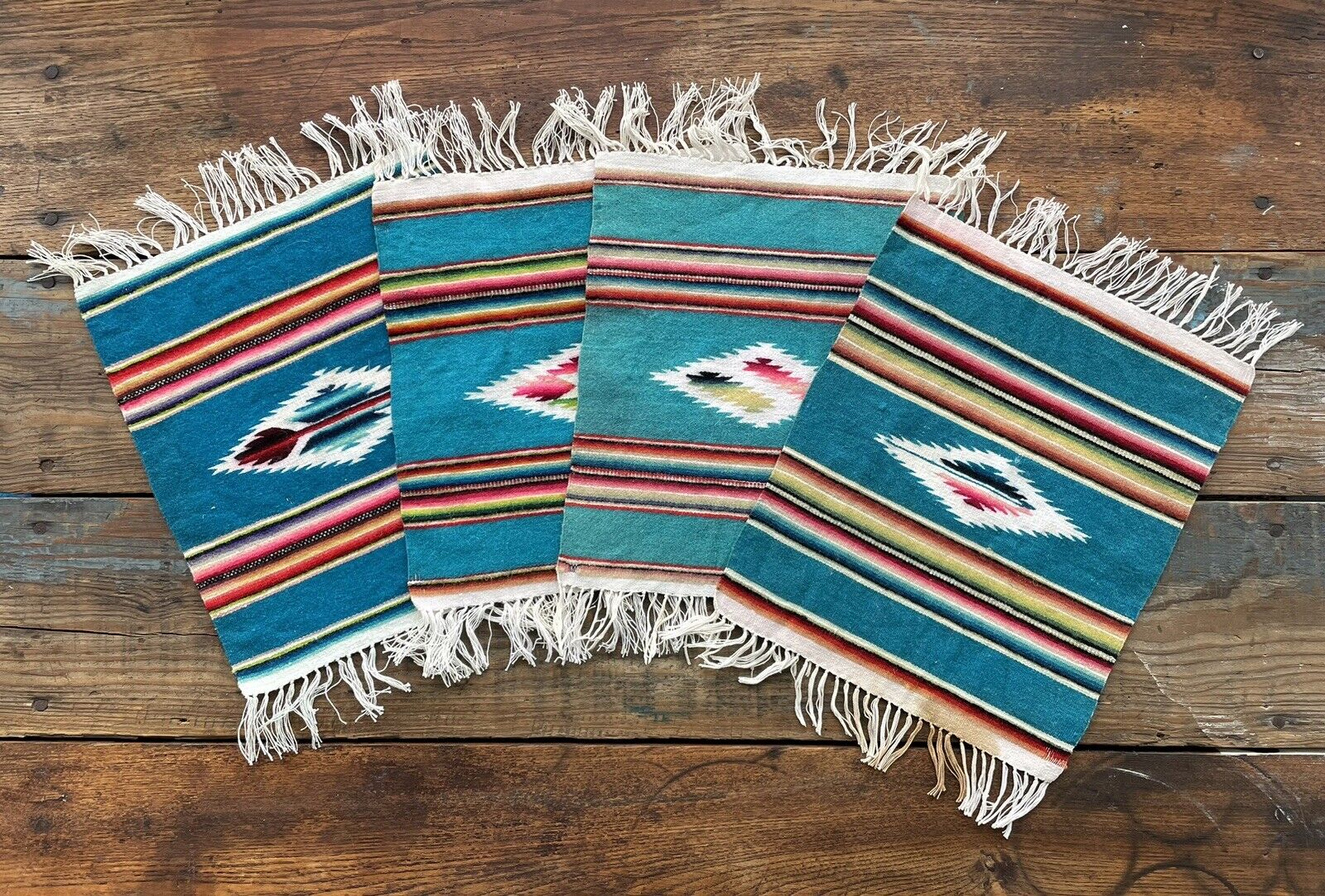 VTG Southwestern Mexican Woven Placemats Chimayo Style Set of 4