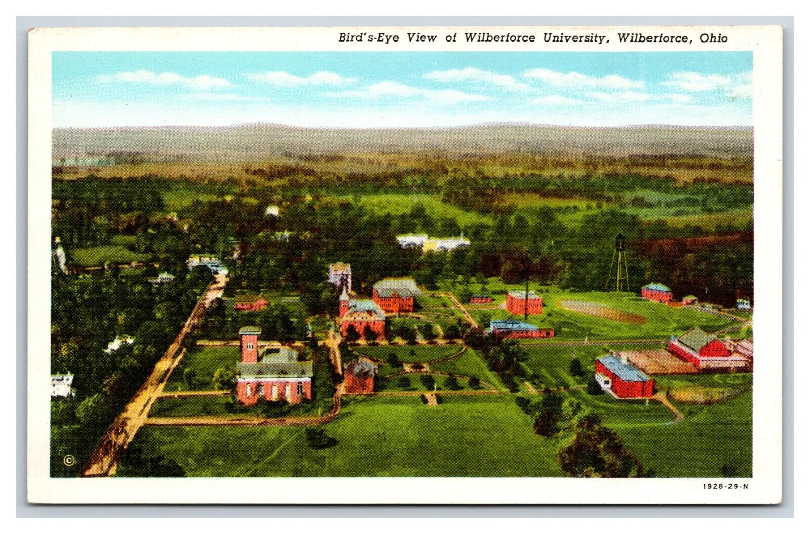 Birds Eye VIew Wilberforce University Wilberforce Ohio OH UNP Linen Postcard V21