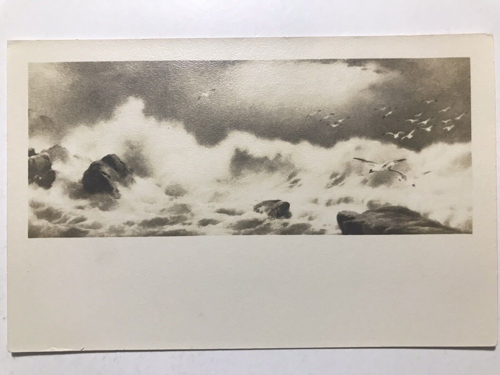1930 Stormy Shore RPPC Postcard
