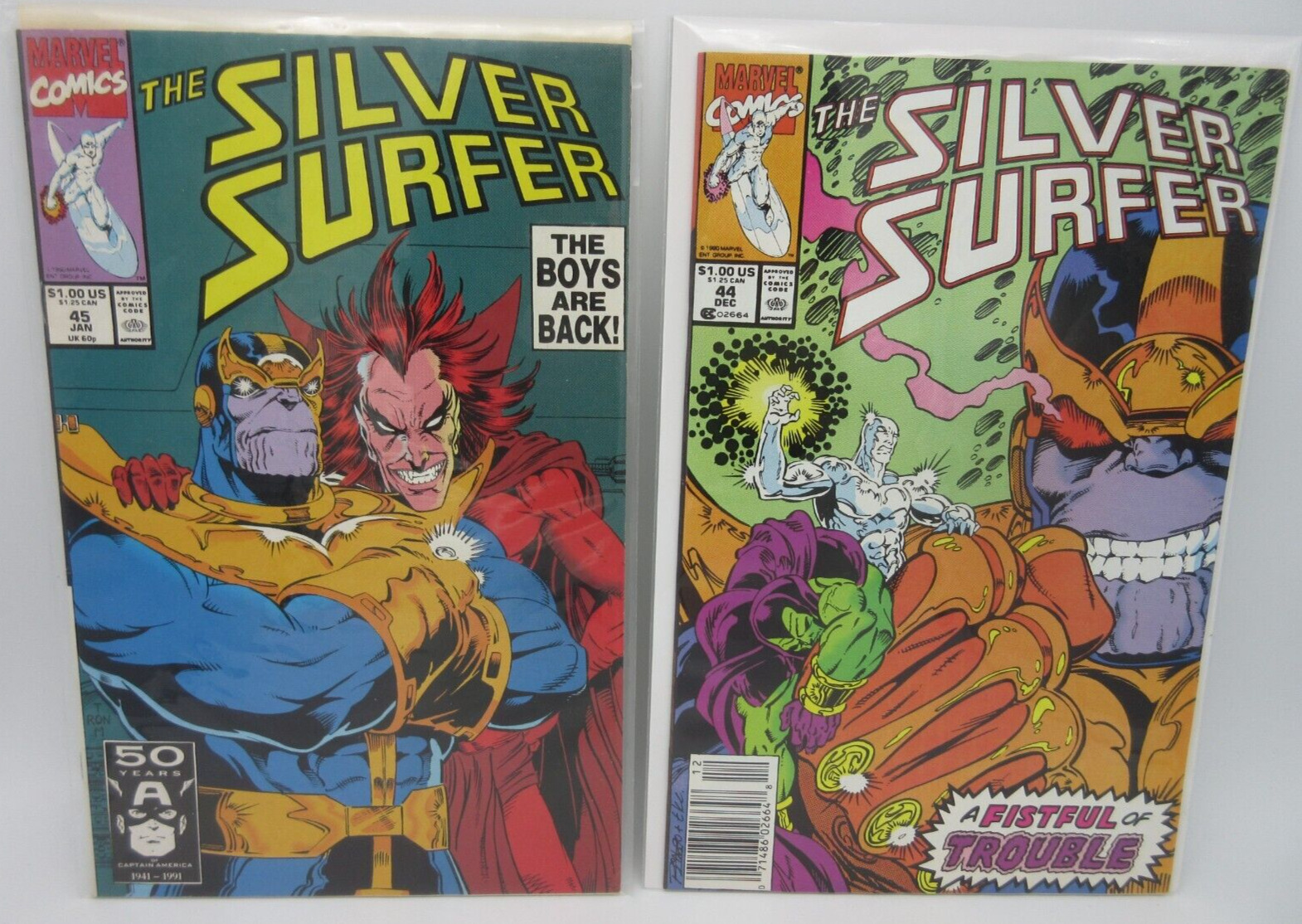 The Silver Surfer #44, 45 (1990) VF+ 1st Appearance of the Infinity Gauntlet