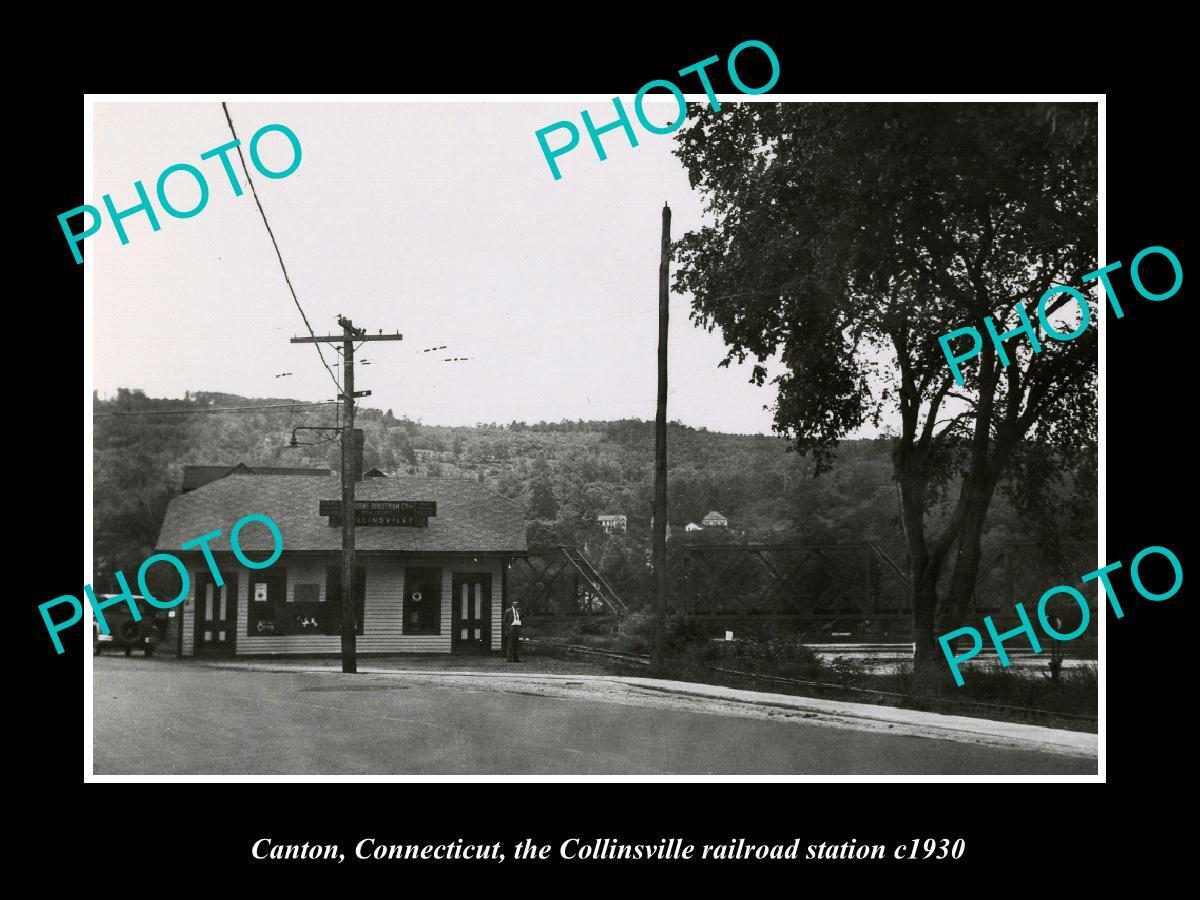 OLD LARGE HISTORIC PHOTO CANTON CONNECTICUT COLLINSVILLE RAILROAD STATION c1930