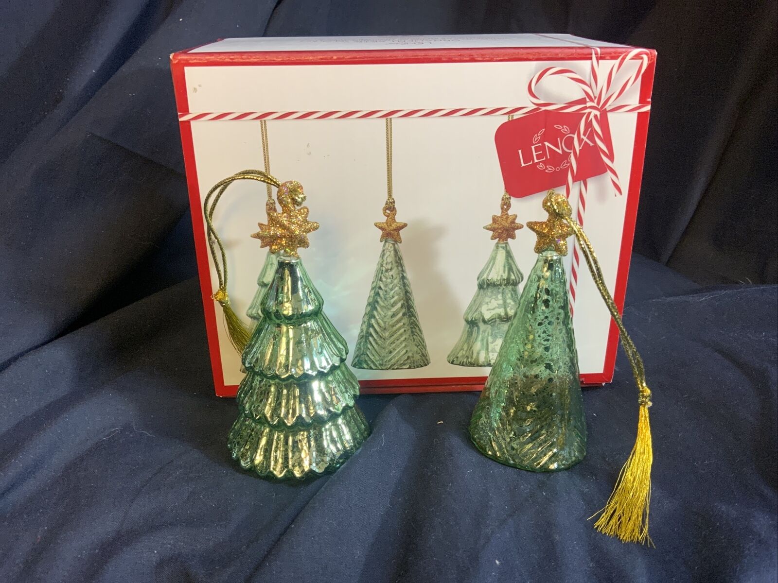 2 Lenox Mercury Glass Tree Ornaments
