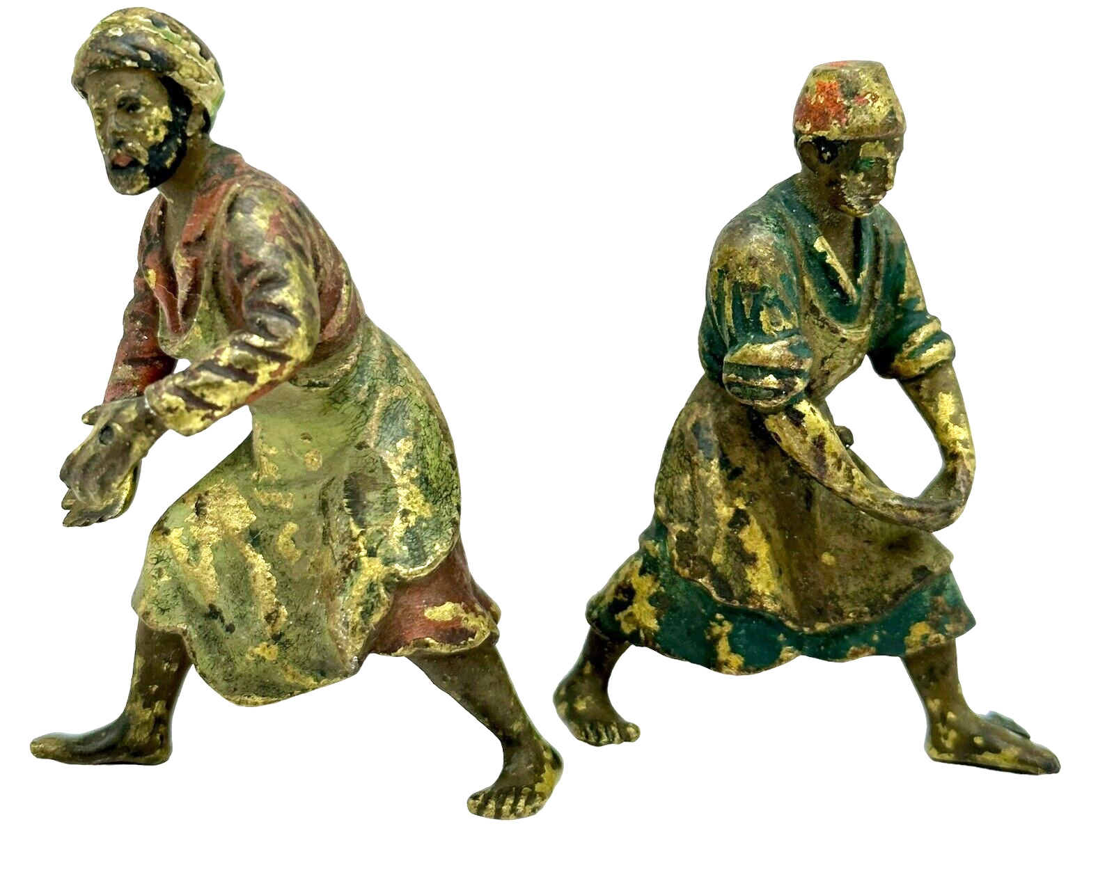Austrian Cold Painted Bronze Miniature Figures Antique Pair Franz Bergman Style