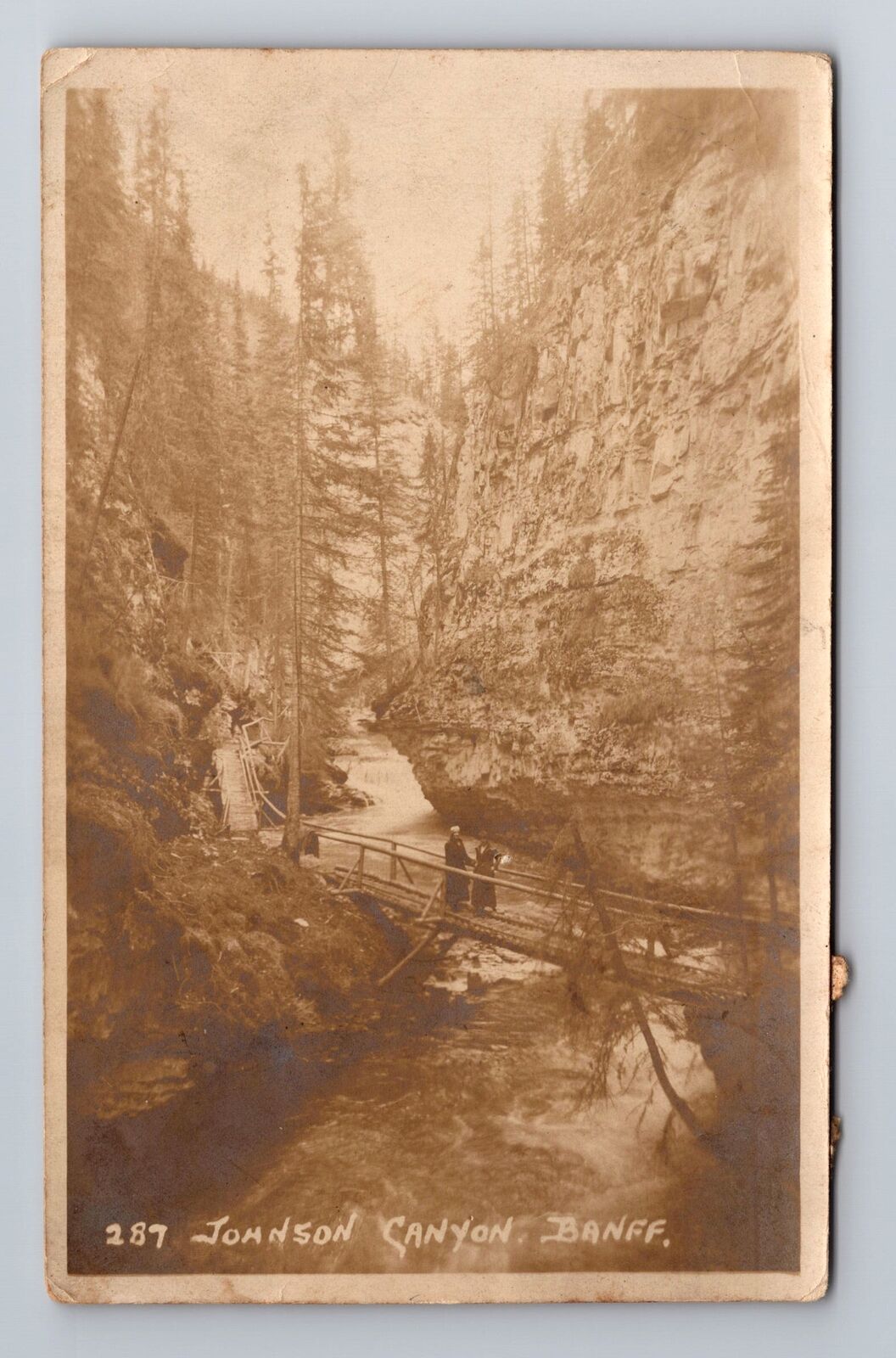 Banff AB-Alberta Canada, RPPC Johnson Canyon, Antique, Vintage Postcard