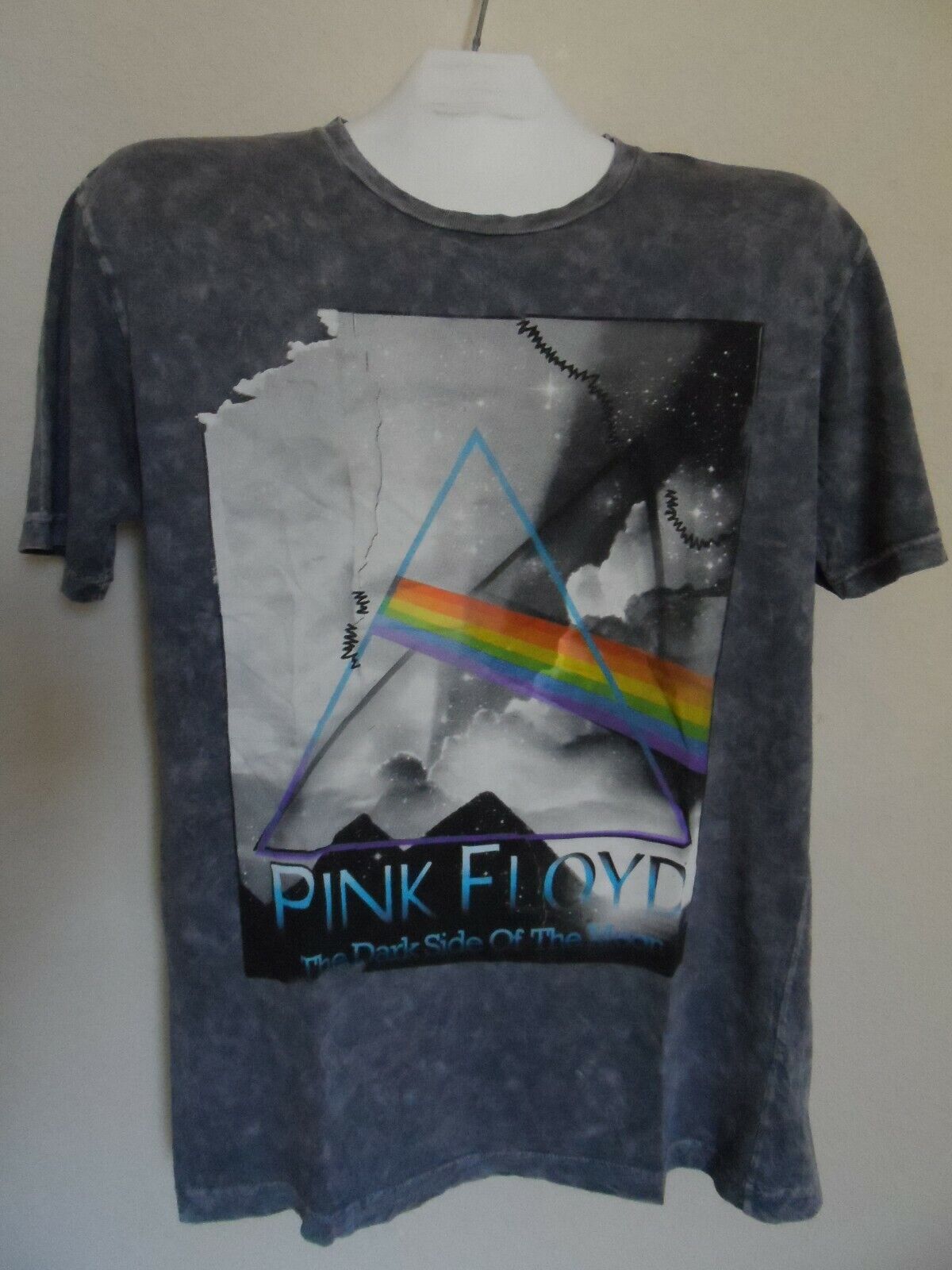 Men\'s Pink Floyd The Dark Side of The Moon T-Shirt, Tie Dye Grey, Size: M  ()