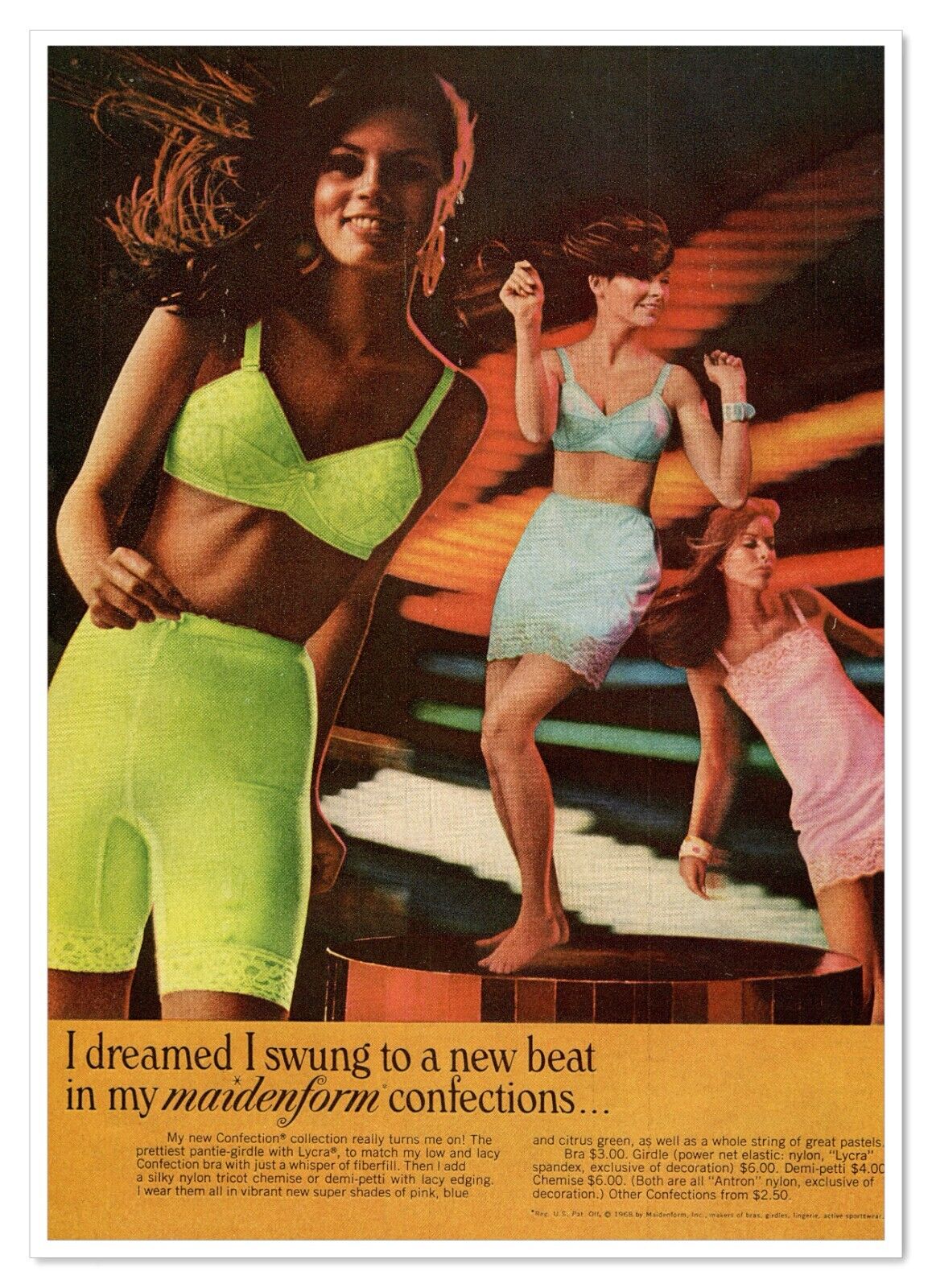 Maidenform Confection Collection A New Beat Vintage 1968 Full-Page Magazine Ad