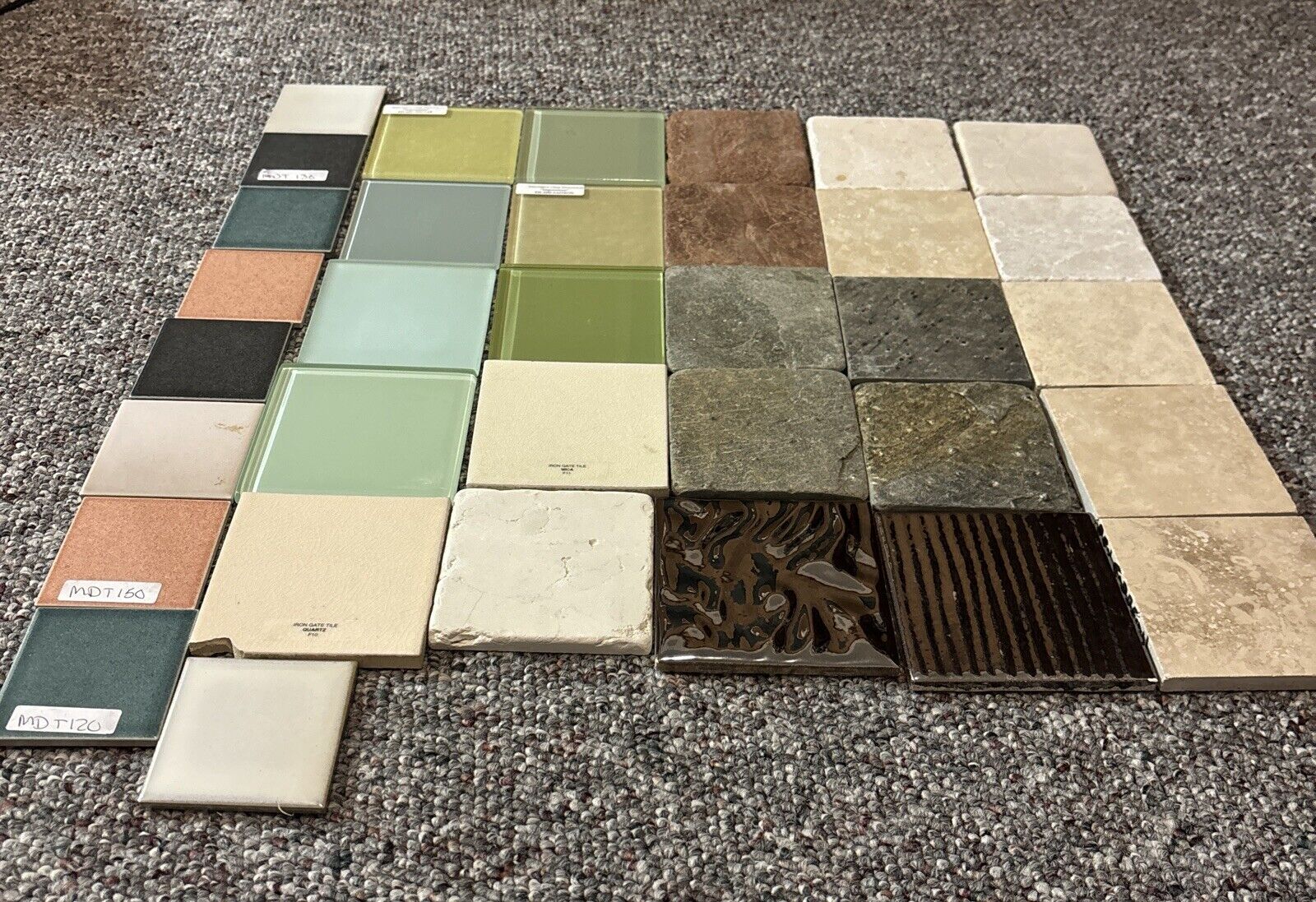 Lot Of 34 Multicolor Tile Squares Sample Size 4x4 & 3x3 Stone, Glass & Ceramic