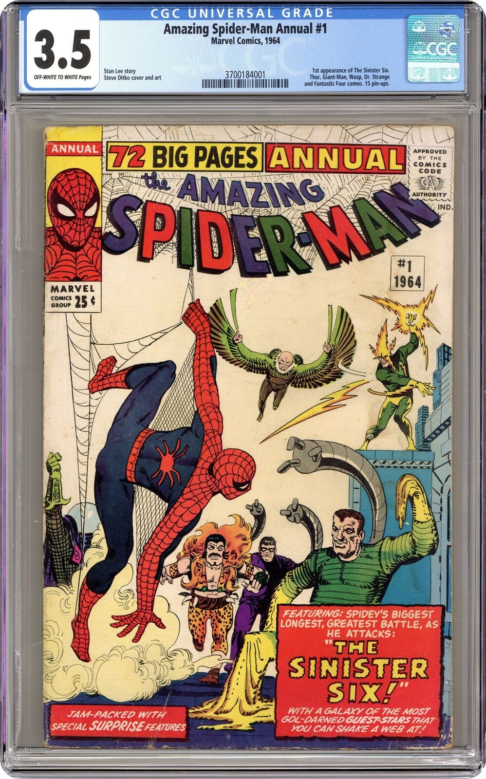 Amazing Spider-Man Annual #1 CGC 3.5 1964 3700184001 1st app. Sinister Six