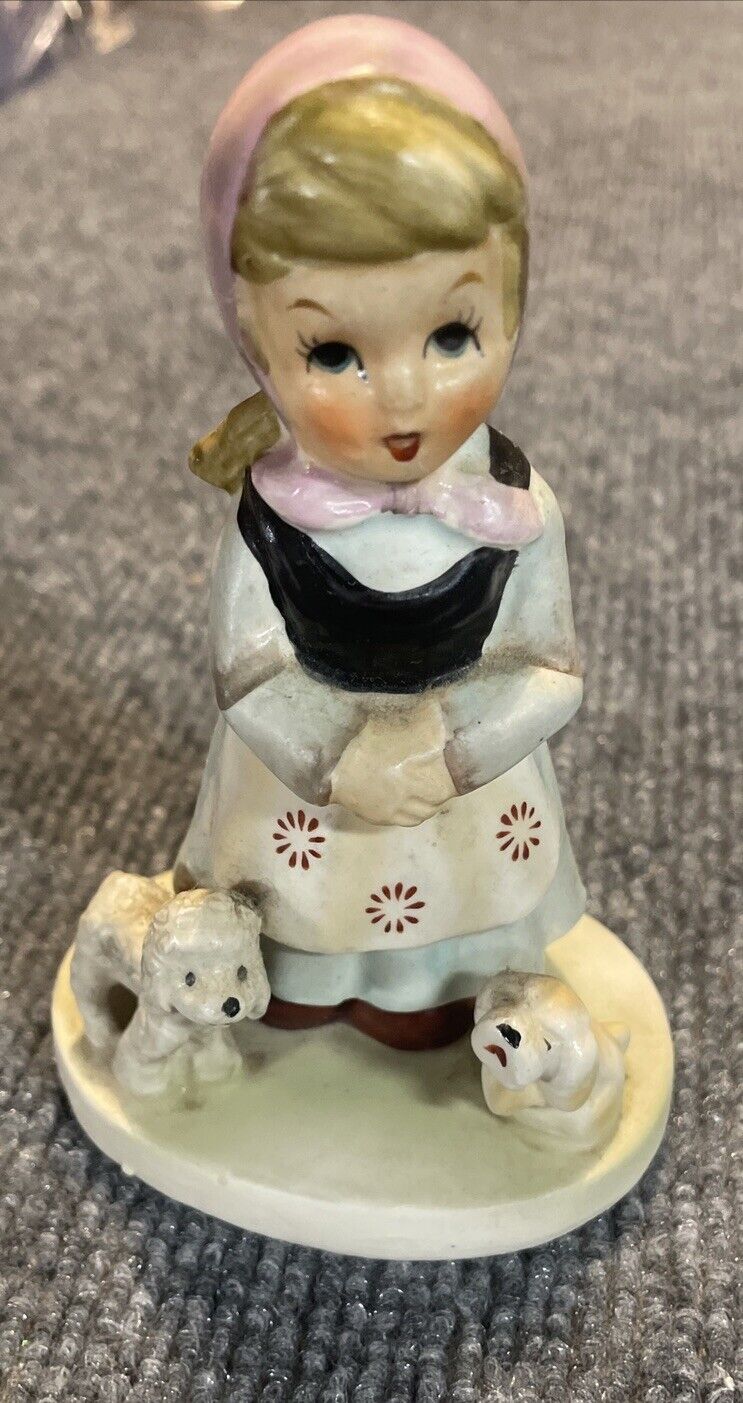 VTG Little Girl with Her Puppies Figurine 