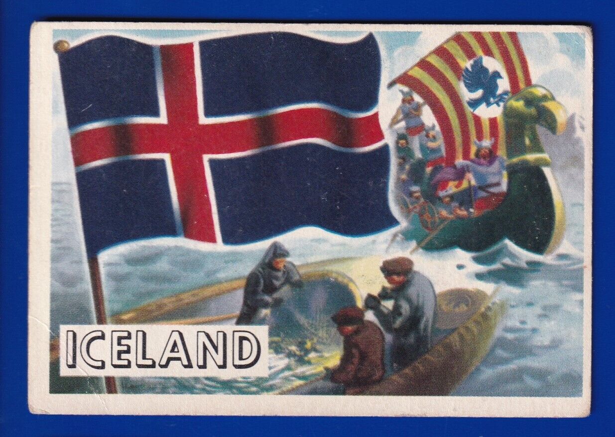 ICELAND 1956 TOPPS FLAGS OF THE WORLD #17 VERY GOOD