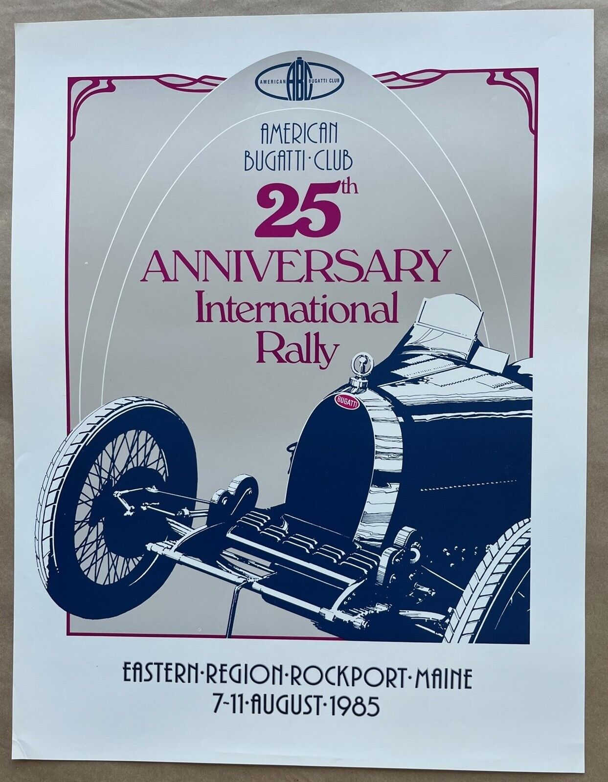 Poster 1985 American Bugatti Club 25th Anniversary International Rally
