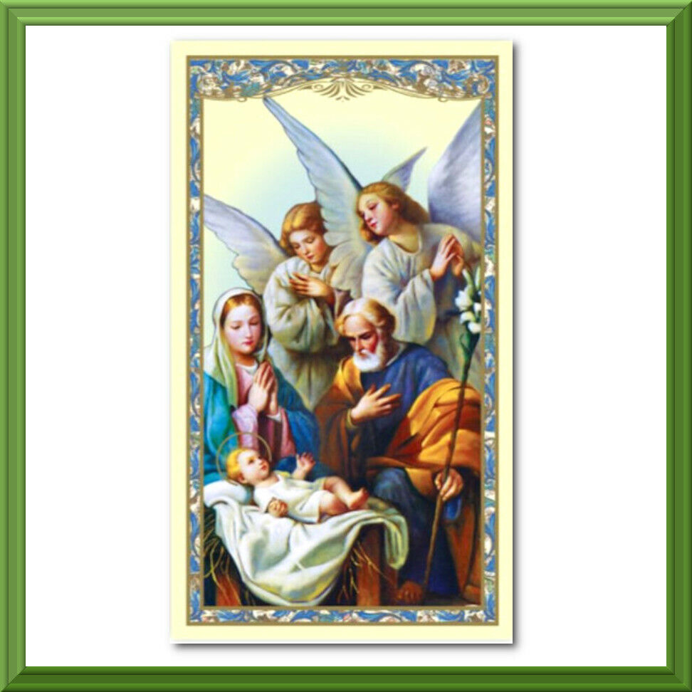 CHRISTMAS Holy Card Catholic THE NATIVITY Holy Family Prayer to Obtain Favors