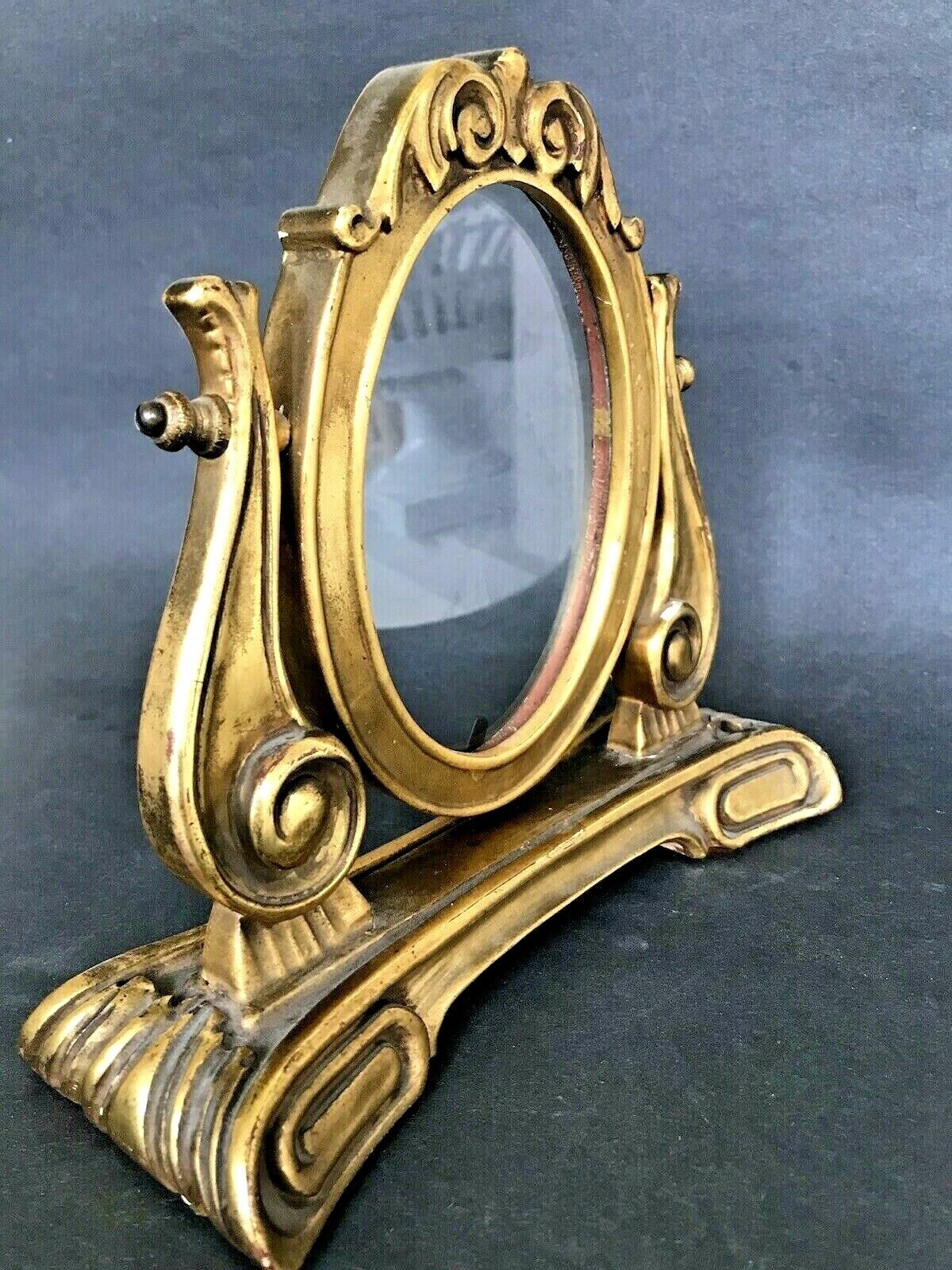 Antique Carve Wood Scrolls Opulent Gold Layer Swivel Stand Picture Frame 8\