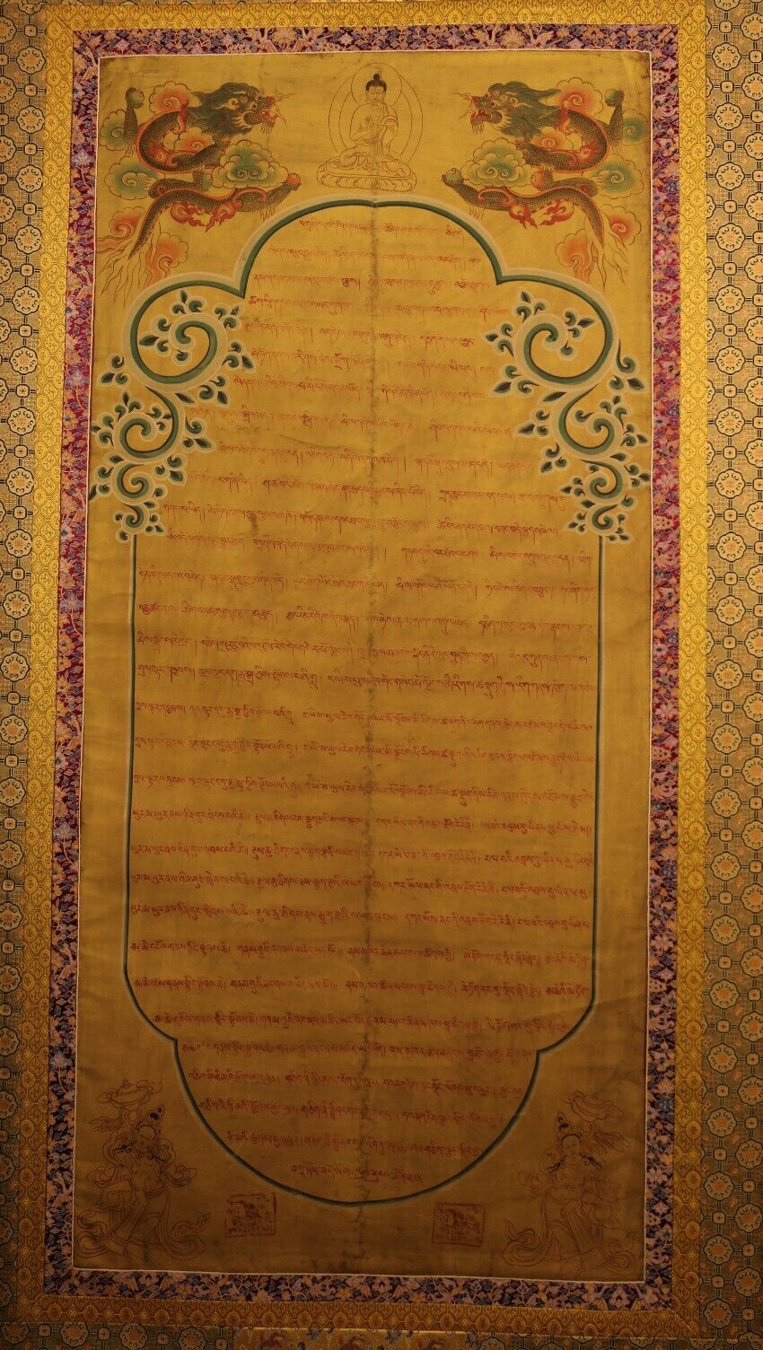 Wonderful Rare Tibet Tibetan  Large Old Buddhist Manuscript Sutra Thangka Tangka