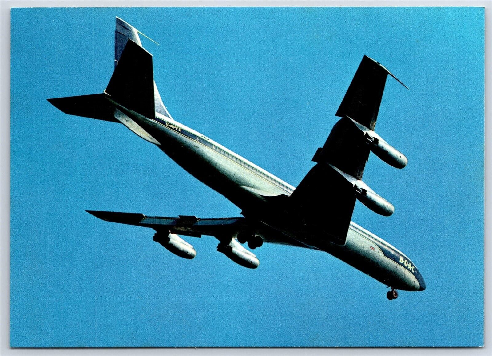 Airplane Postcard BOAC British Airways Airlines Boeing 707 Landing Gear Down DY3
