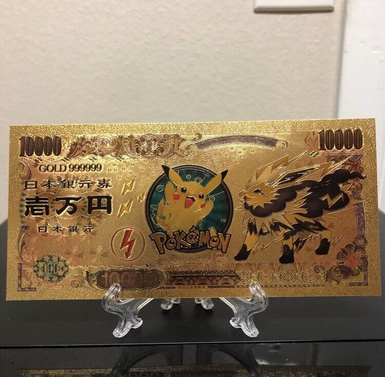 24k Gold Foil Plated Jolteon Pokemon Banknote