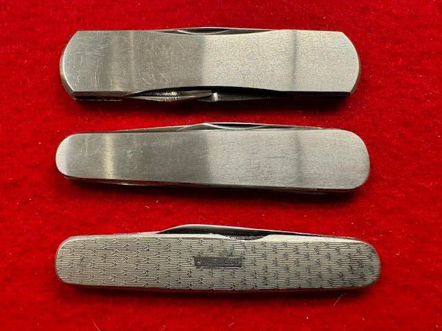3 X VINTAGE UNBRANDED SHEFFIELD MADE STAINLESS STEEL POCKET KNIVES (804)