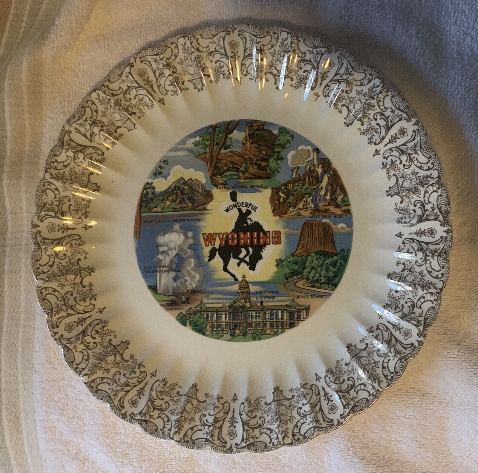 Vintage Wonderful Wyoming Commemorative State Plate