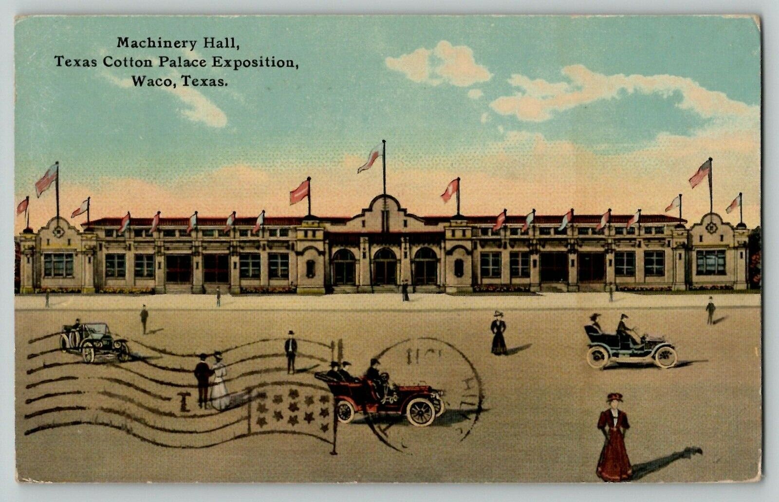 c 1910\'s WACO TX Machinery Hall, Texas Cotton Palace Exposition, Automobiles