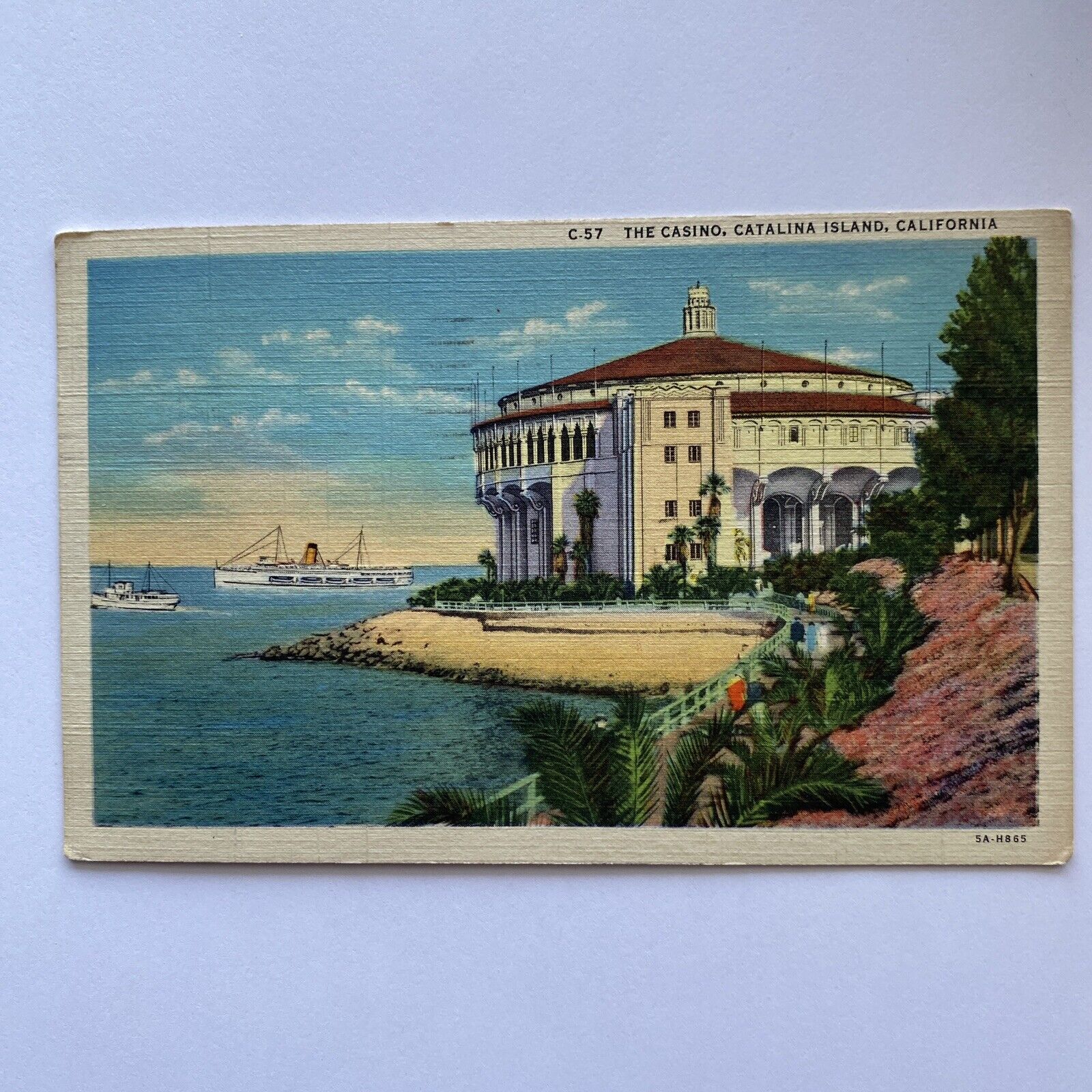 Casino Catalina Island California Postcard Posted 1938 Linen 