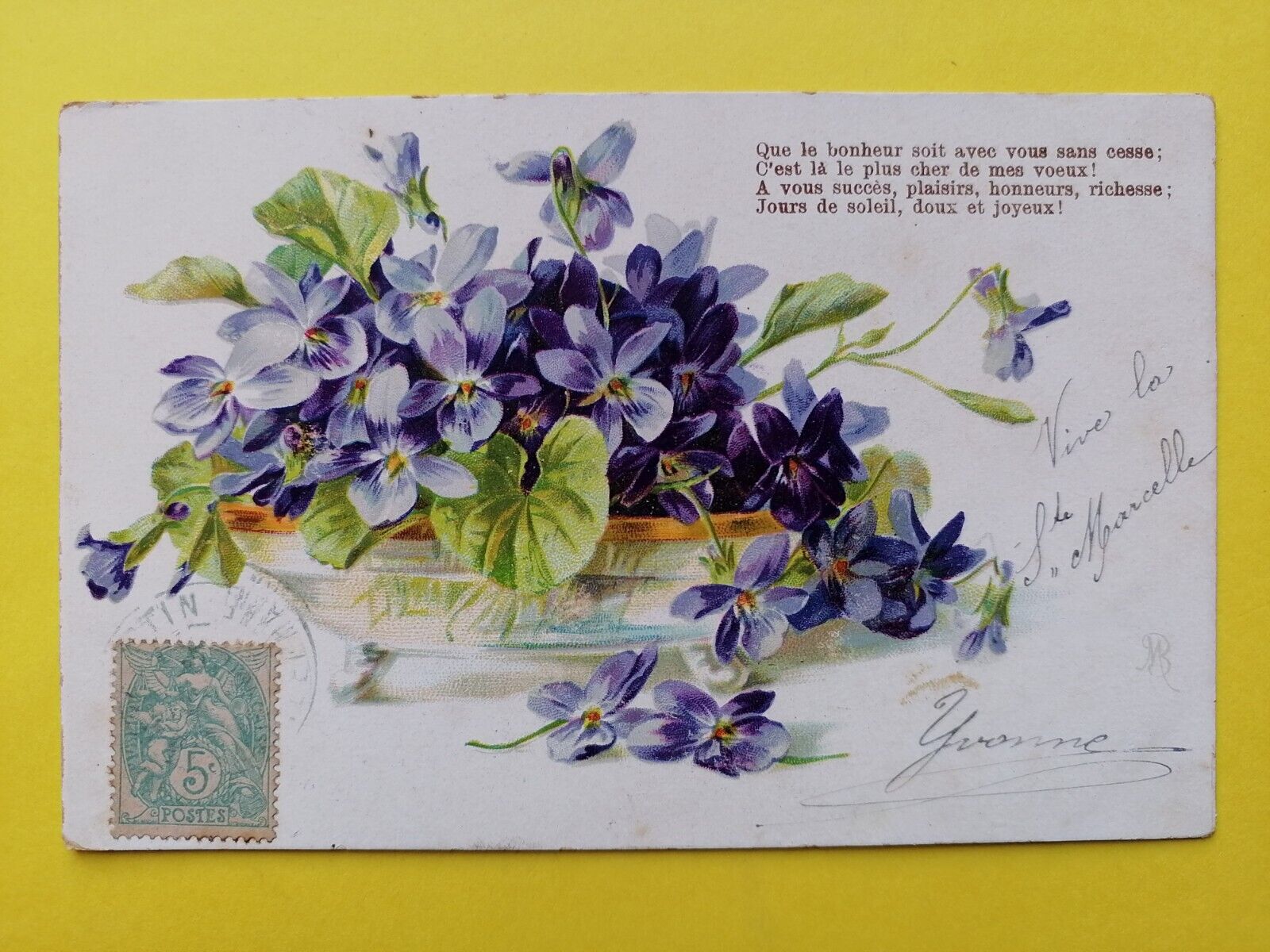 1905 CPA FANCY ILLUSTRATION Signed MB VASE Flowers Flowers