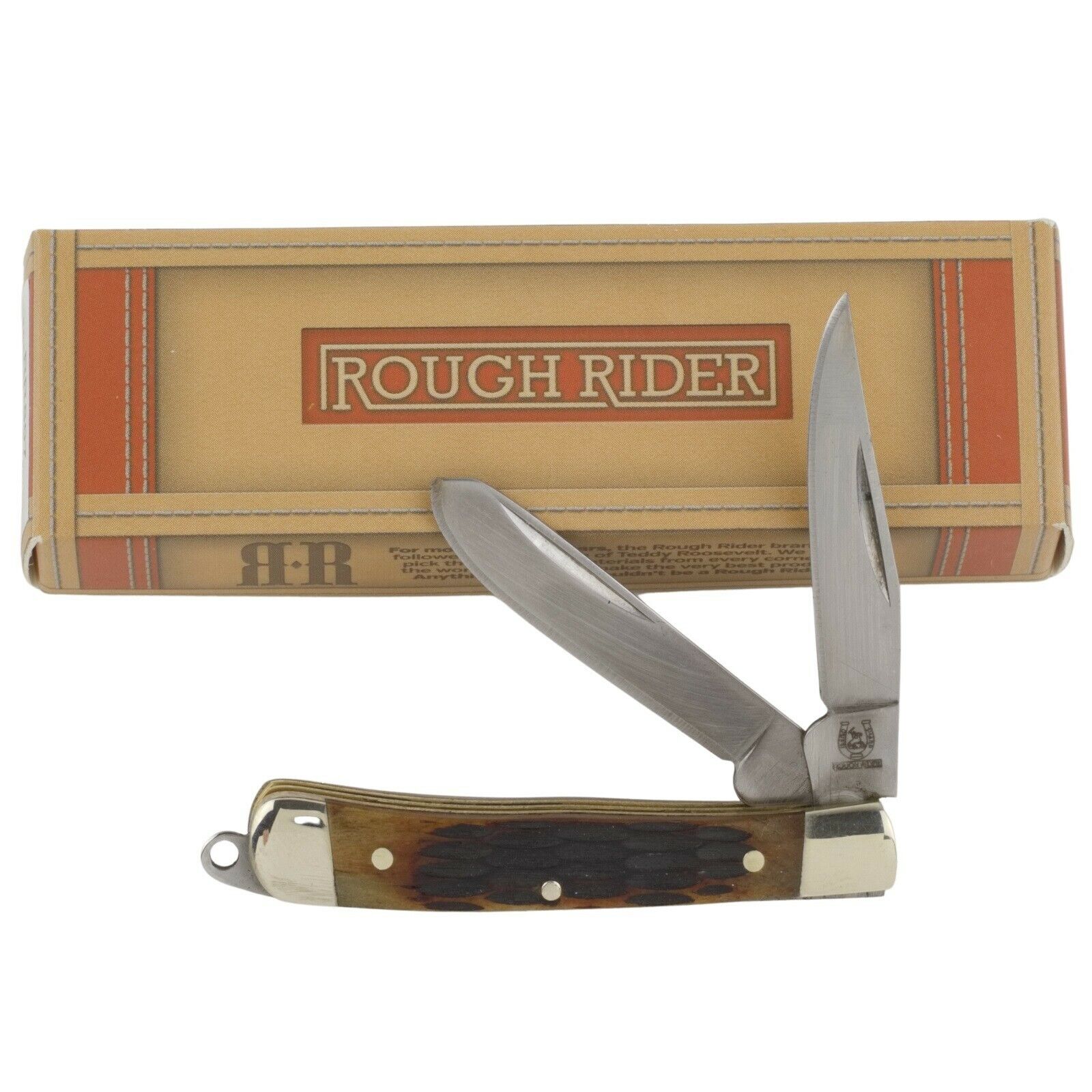 Rough Rider Tiny Mini Trapper Pocket Folding Knife RR807 Amber Jigged Bone