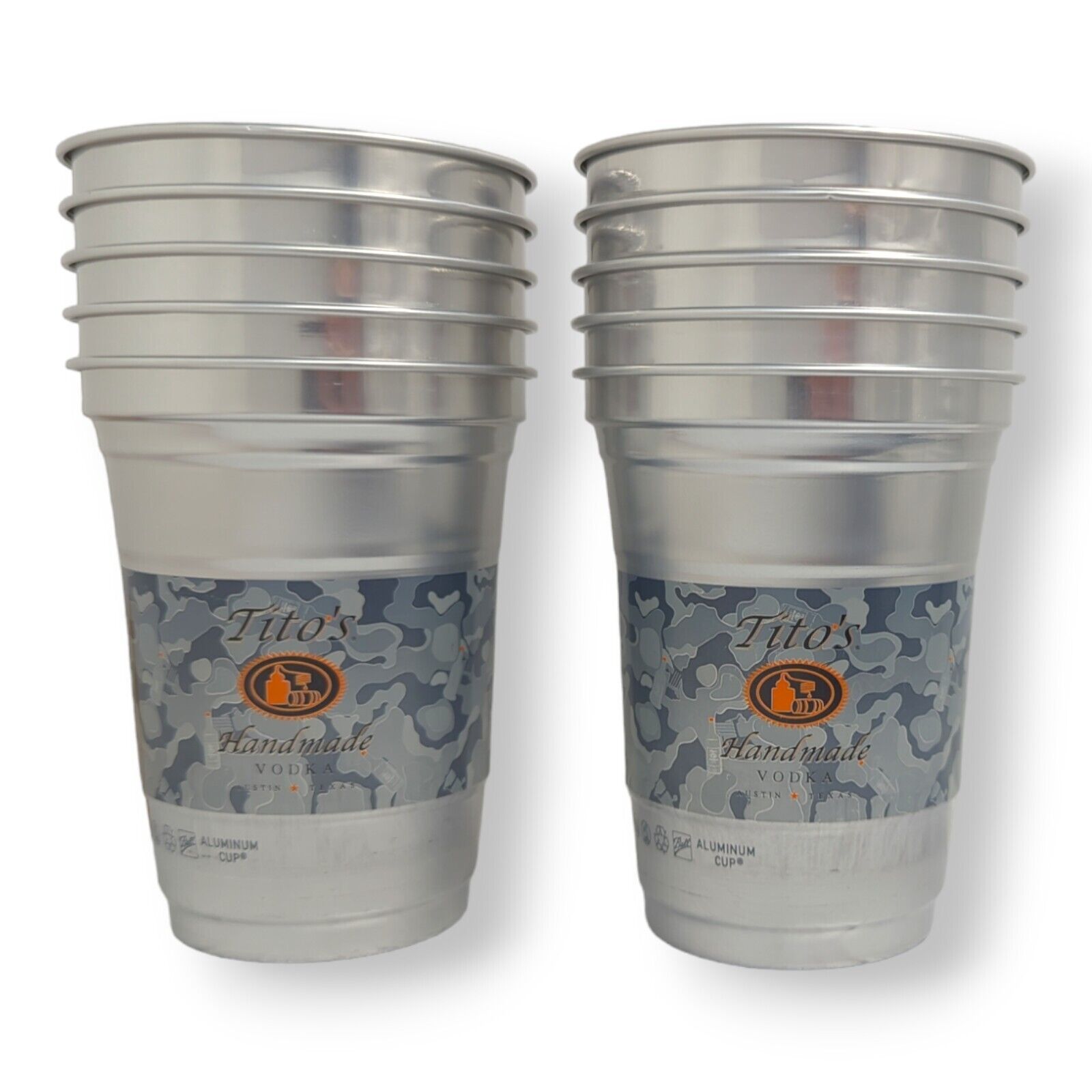 Tito's Handmade Vodka Aluminum Cups 16oz Party Cups (Lot of 10)