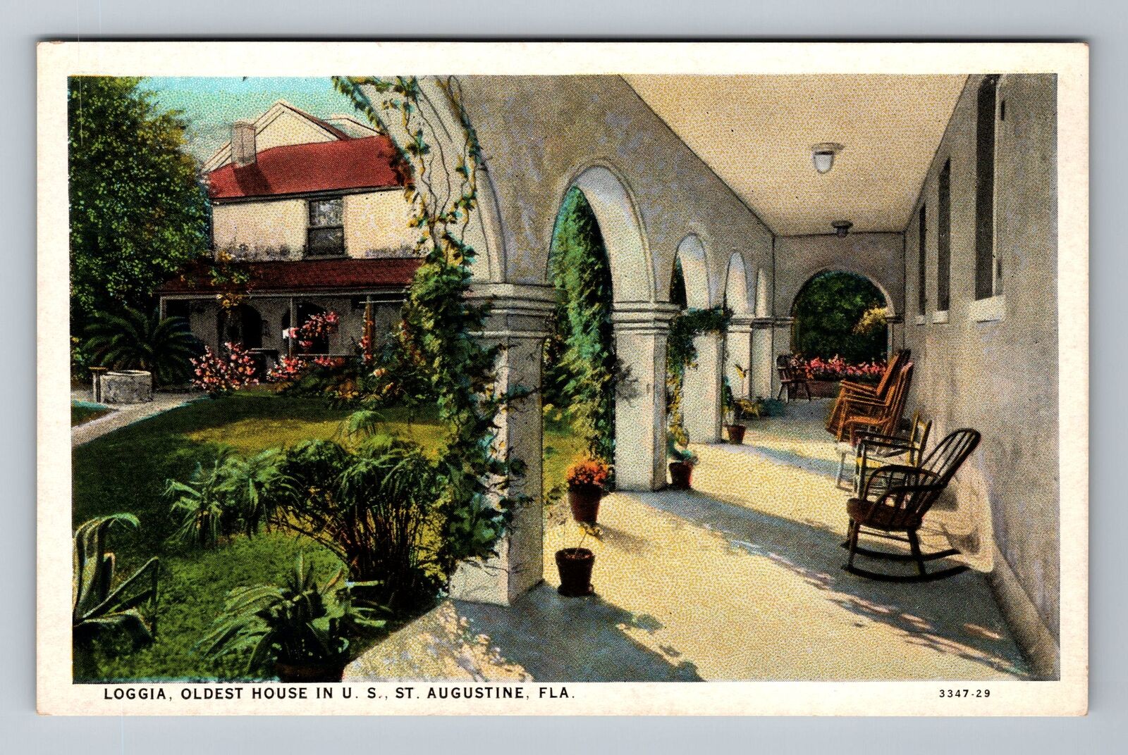 St Augustine FL-Florida, Loggia oldest House in U.S. Vintage Postcard