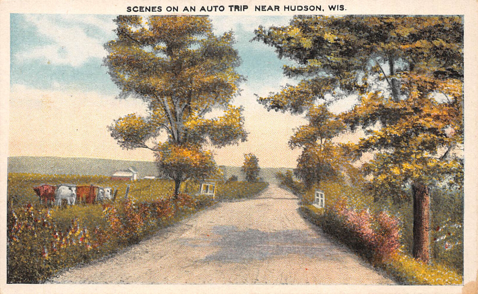 Postcard AUTO TRIP HUDSON WISCONSIN 1921