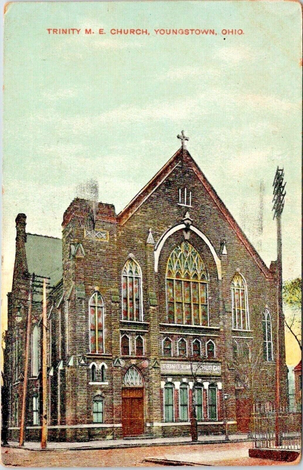 Postcard 1908 YOUNGSTOWN, OHIO Trinity M.E. Church, Early Card