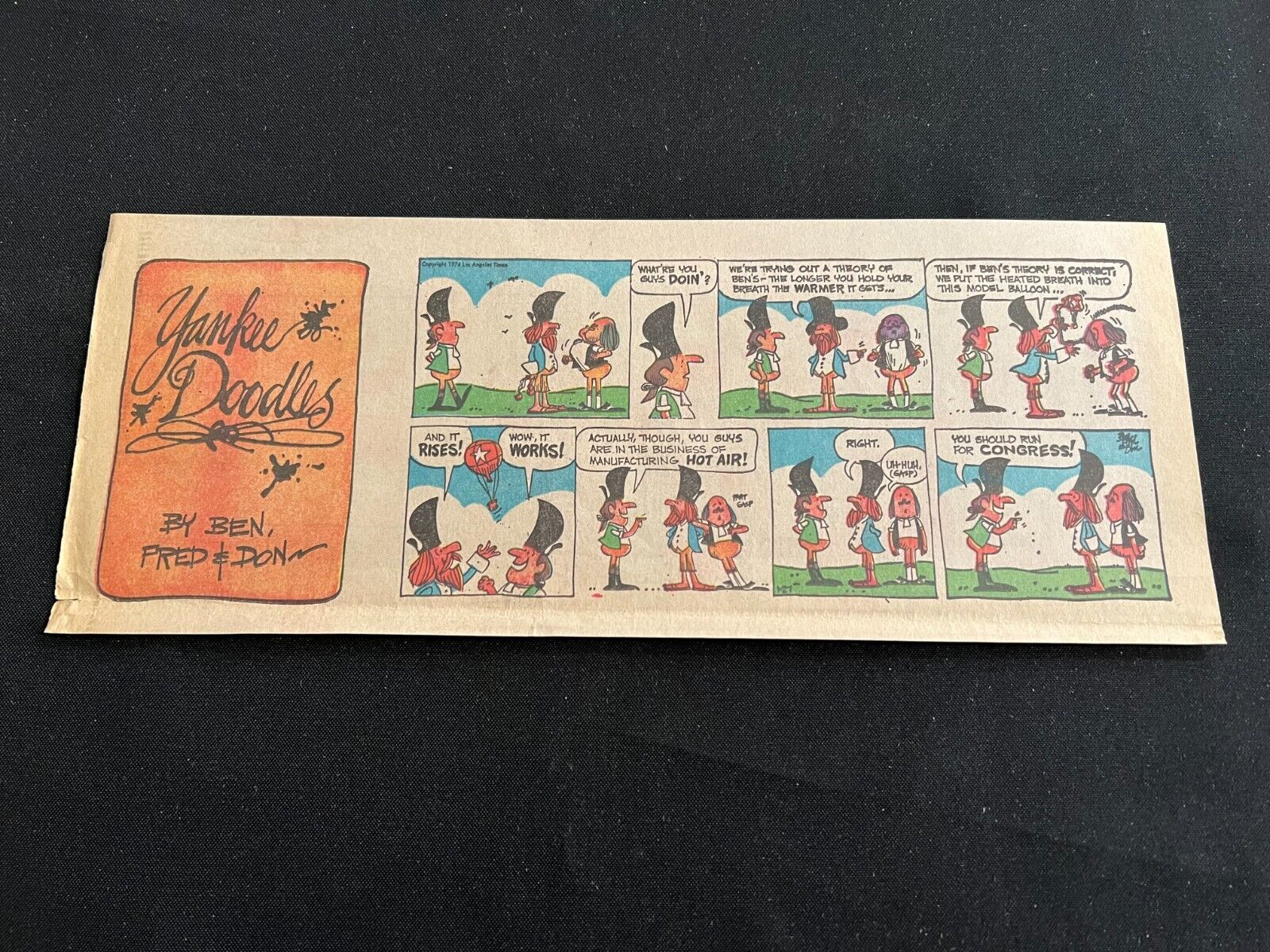 #Q01 YANKEE DOODLES by Ben Templeton Lot of 10 Sunday Quarter Page Strips 1975