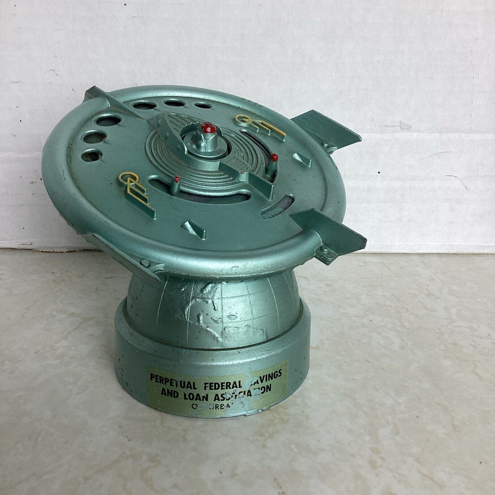 Duro Mold 101 Flying Saucer Mechanical Bank 1956 With Coins Inside