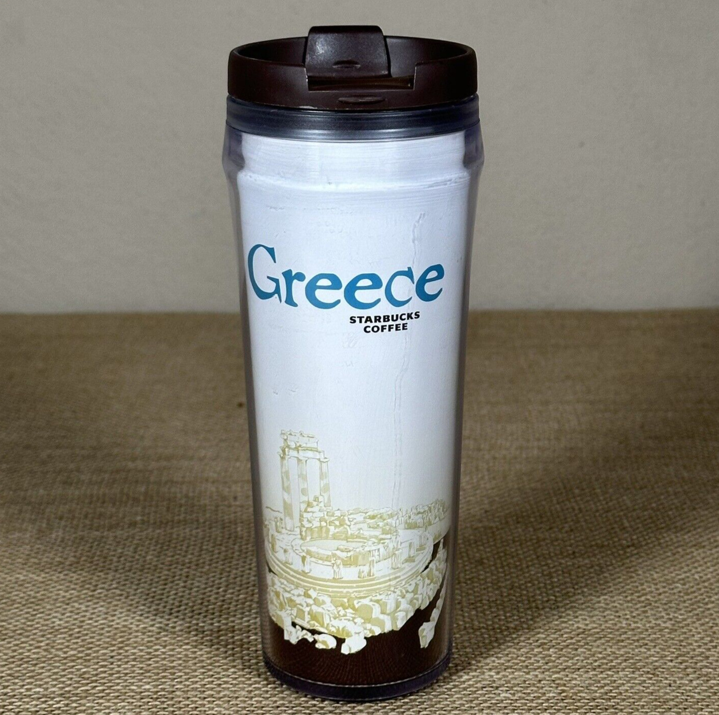 Starbucks Coffee Mug GREECE Global Icon Series 12 oz Insulated Tumbler 2004 NWT