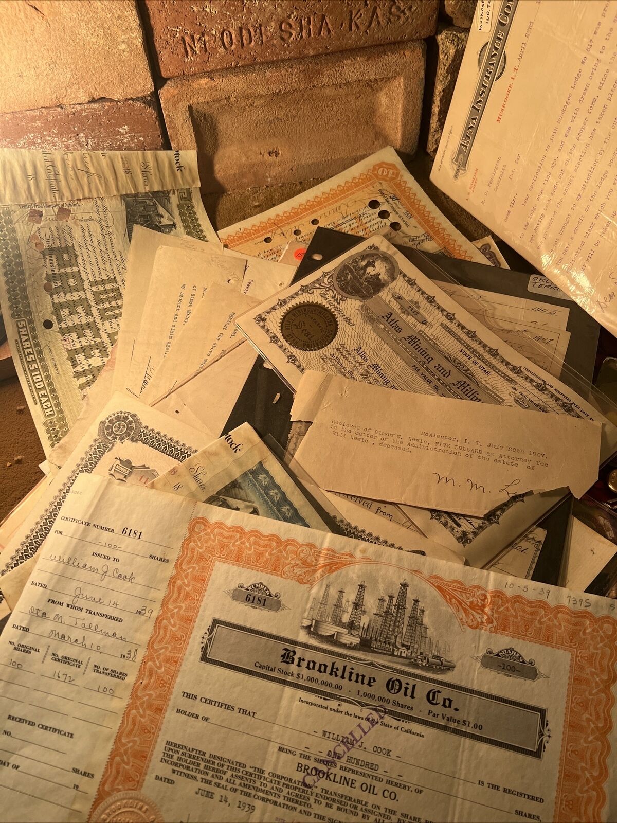 Antique Paper Items 20-25$ In Value Stocks, Bonds, Miscellaneous.