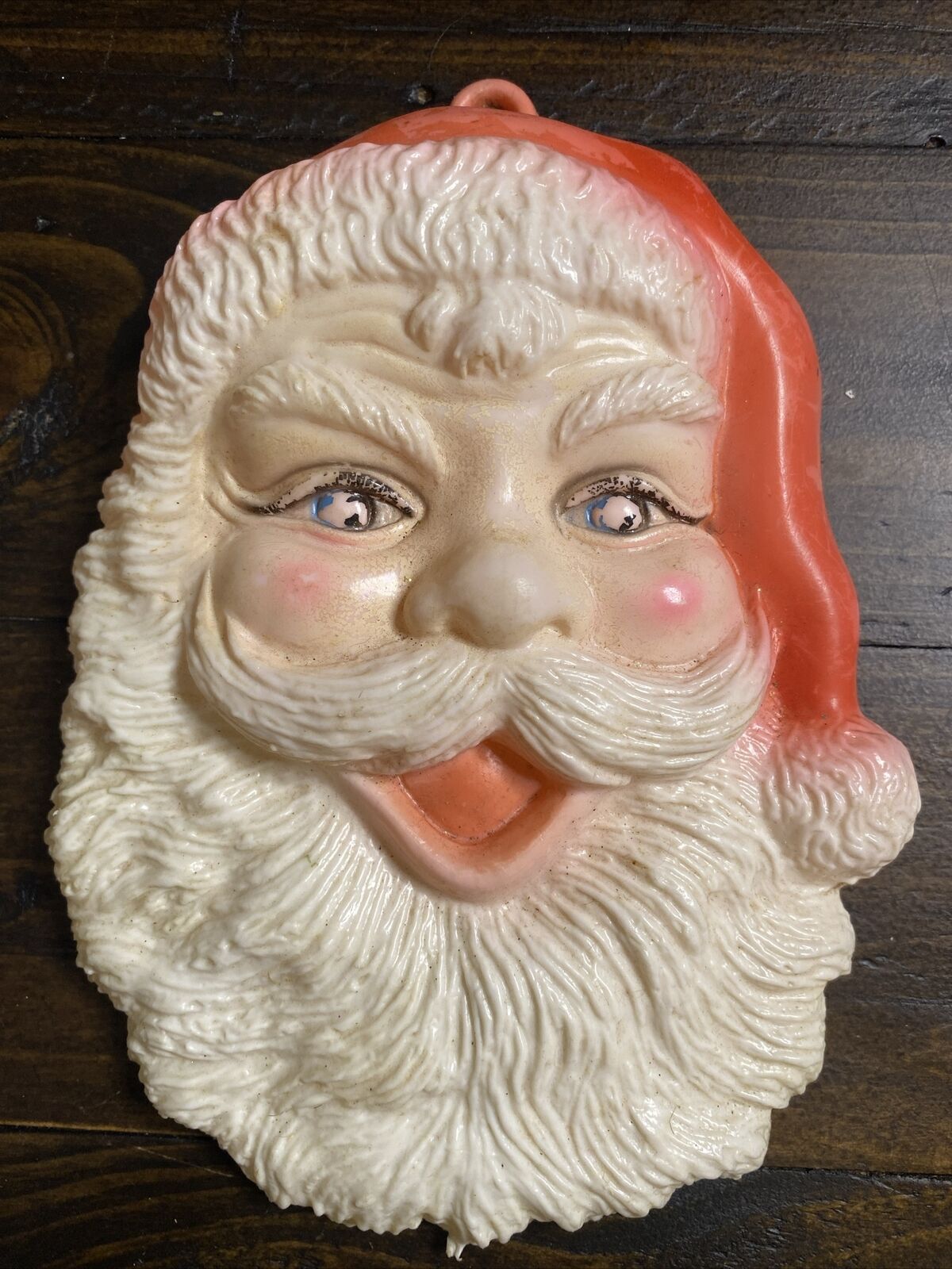 Vintage Plastic Blow Mold Christmas Santa Face Holiday Christmas