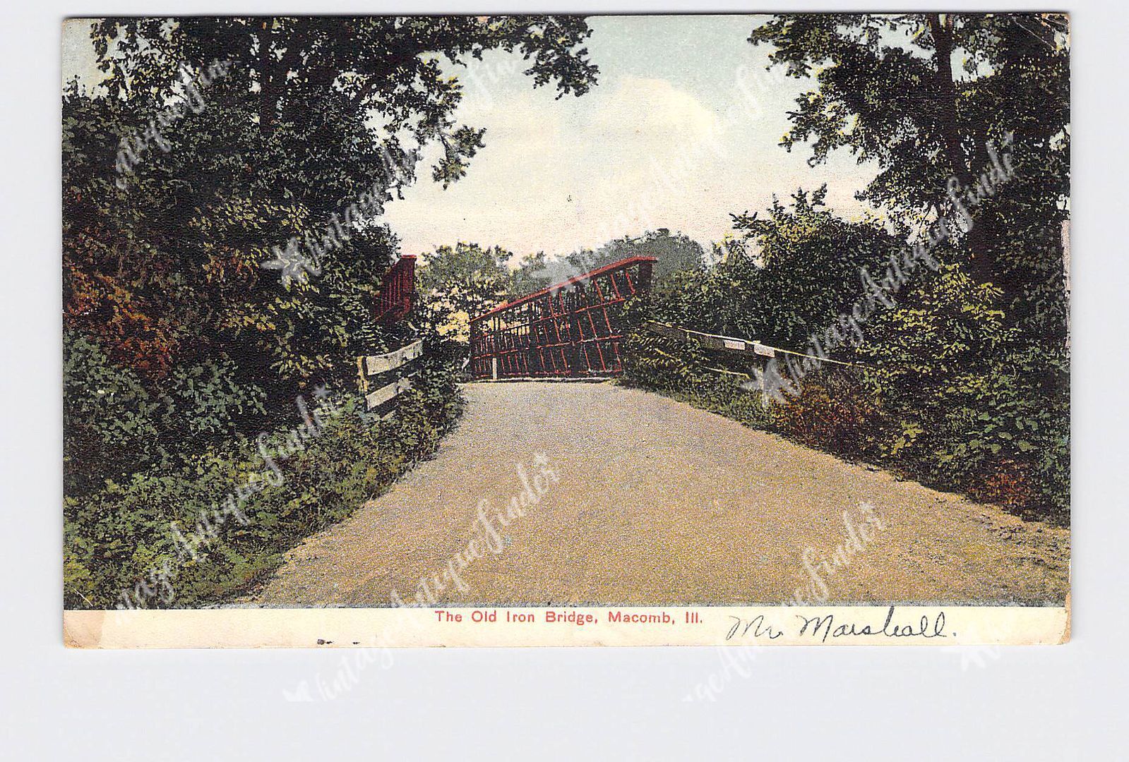 PPC Postcard IL Illinois Macomb Old Iron Bridge Lithochrome