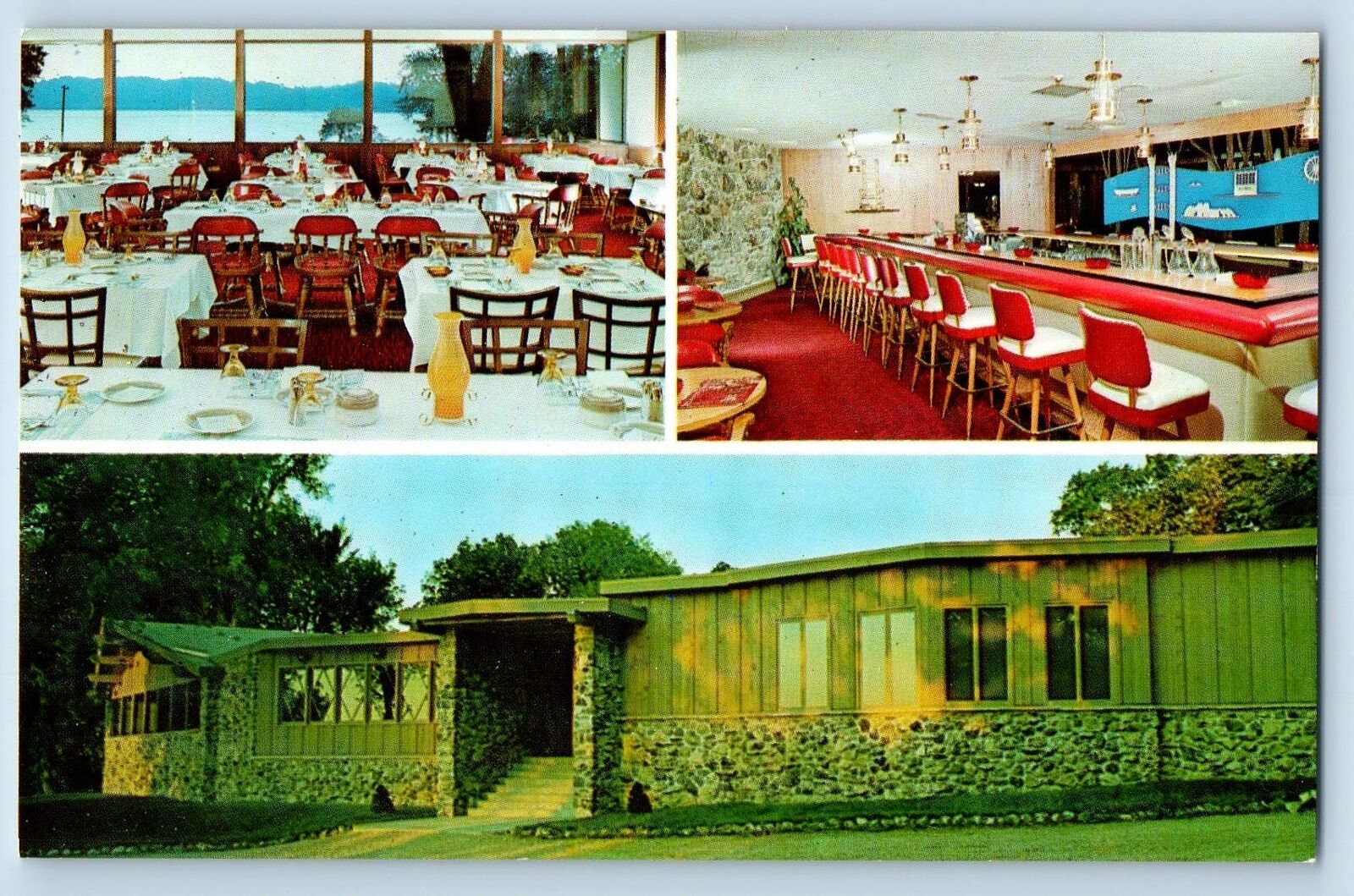 Slinger Wisconsin WI Postcard Linden Inn Restaurant Interior c1960\'s Vintage