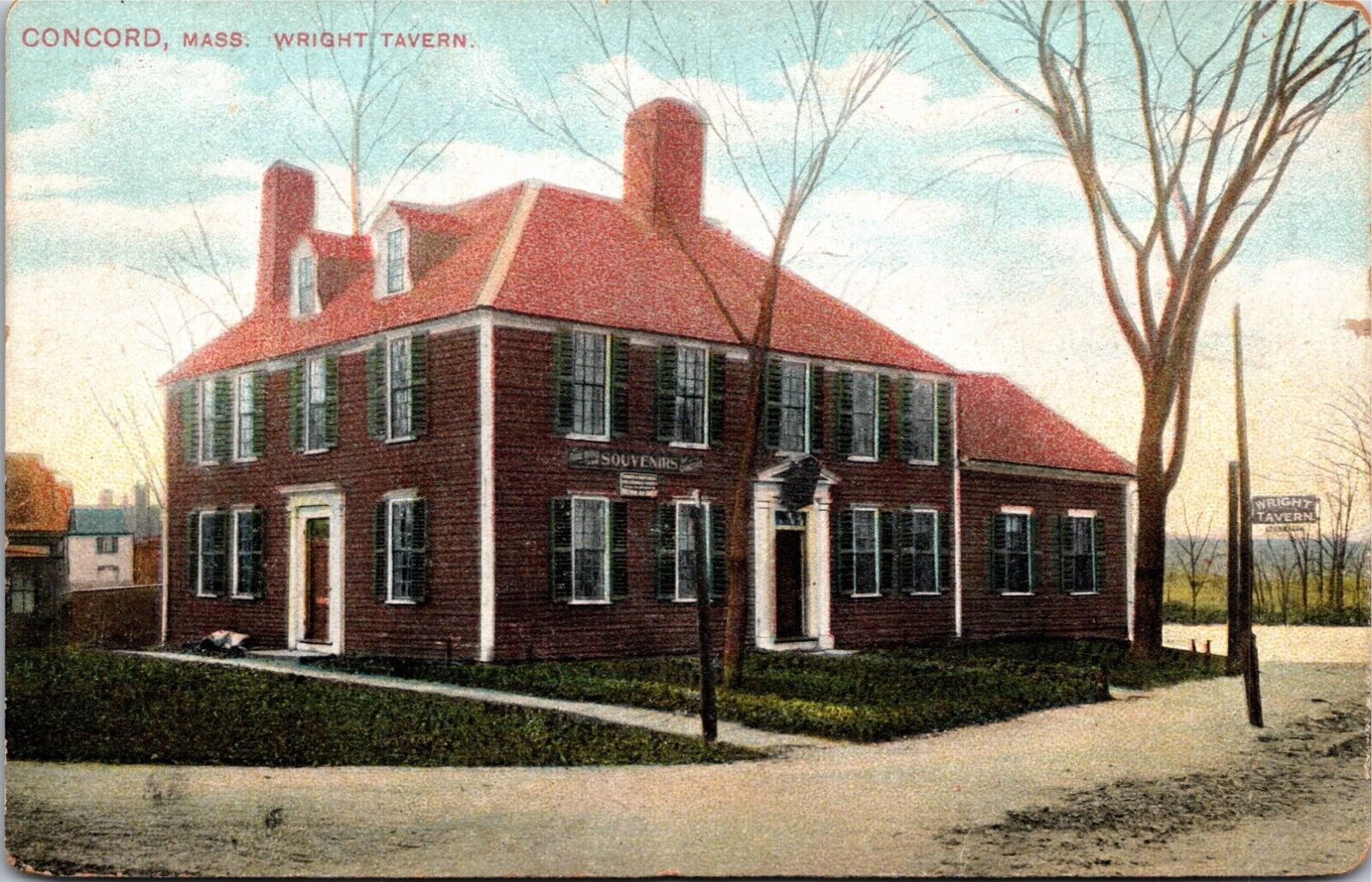 Concord MA Wright Tavern 1910's Vintage Massachusetts Postcard