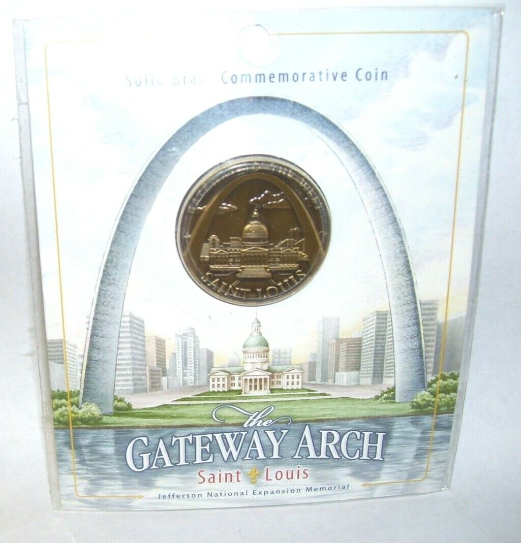 Solid Brass Coin Saint Louis Gateway Arch MO with Thomas Jefferson on Back