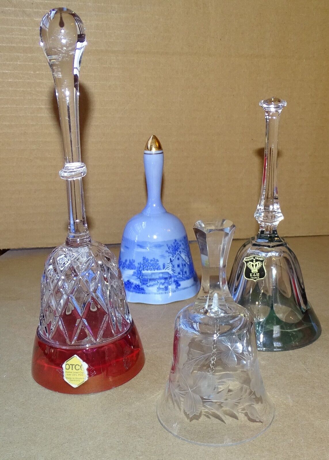 4 Bells - genuine lead crystal, Currier & Ives, etc.